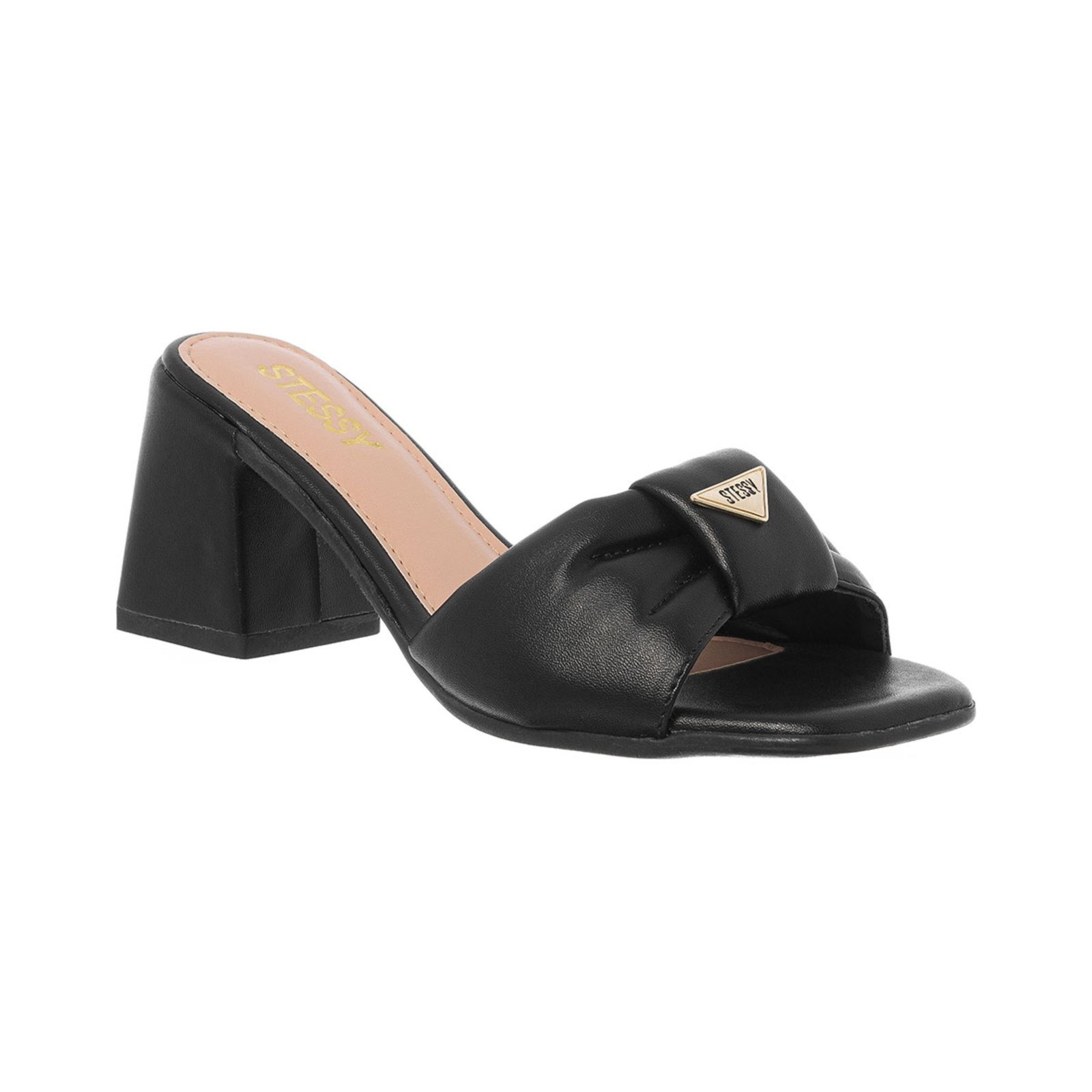 Vista 3 Sandália Tamanco Feminino Stessy Casual Salto Bloco Confortável Stessy Shoes preto Stessy Shoes preto