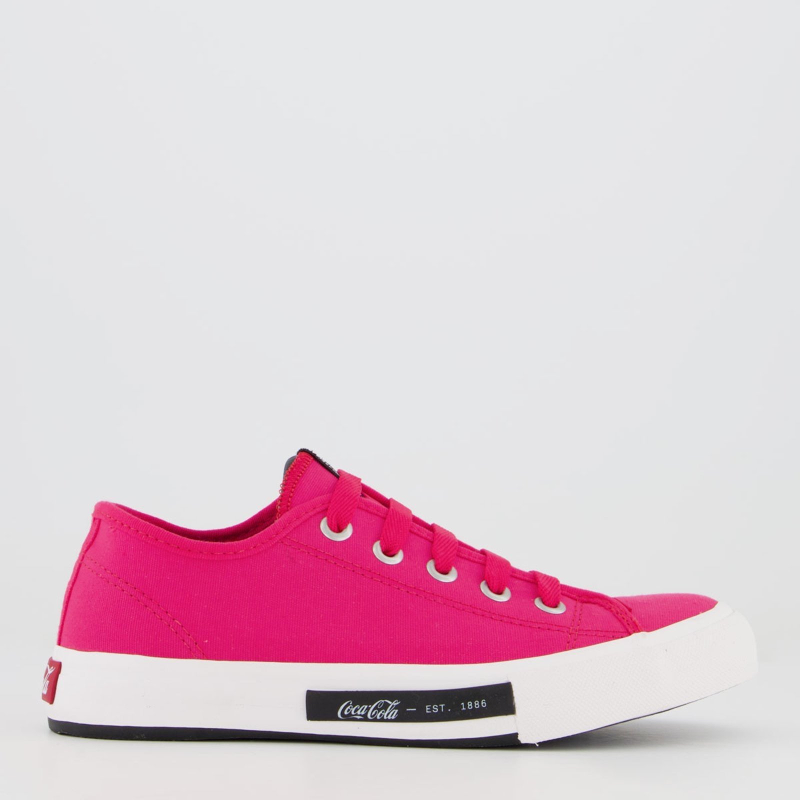 Vista 2 Tênis Coca Cola Daytona Feminino e Branco Coca-Cola rosa Coca-Cola rosa
