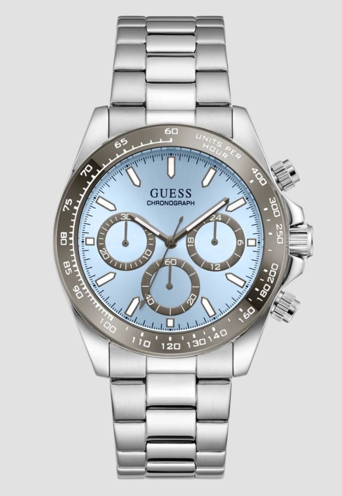 Relógio Redondo Sport Multifuncional Aço Azul Prata Guess