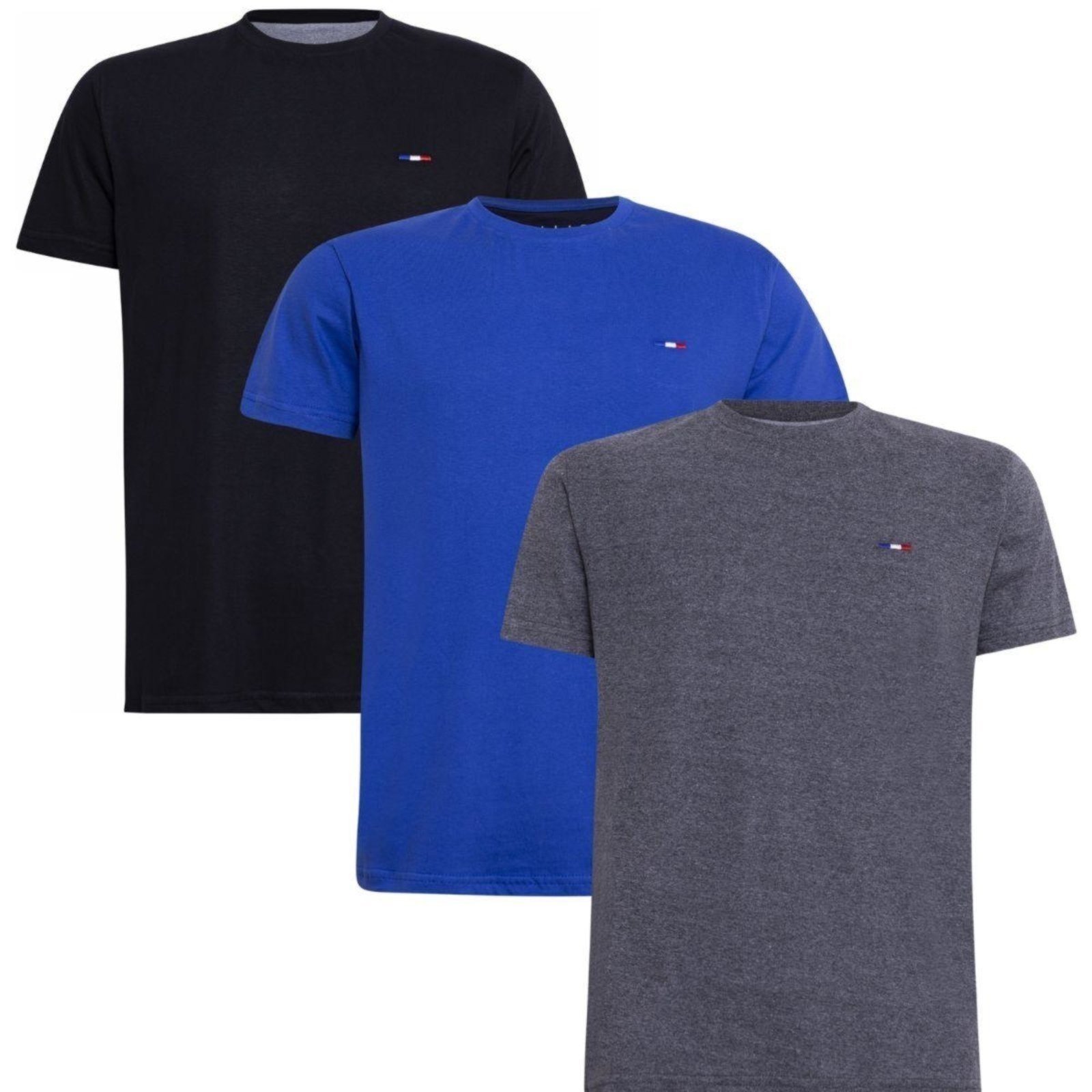 Kit 3 peças Camiseta Industrie Básica Bordada França Tommi Algodão Premium Masculina