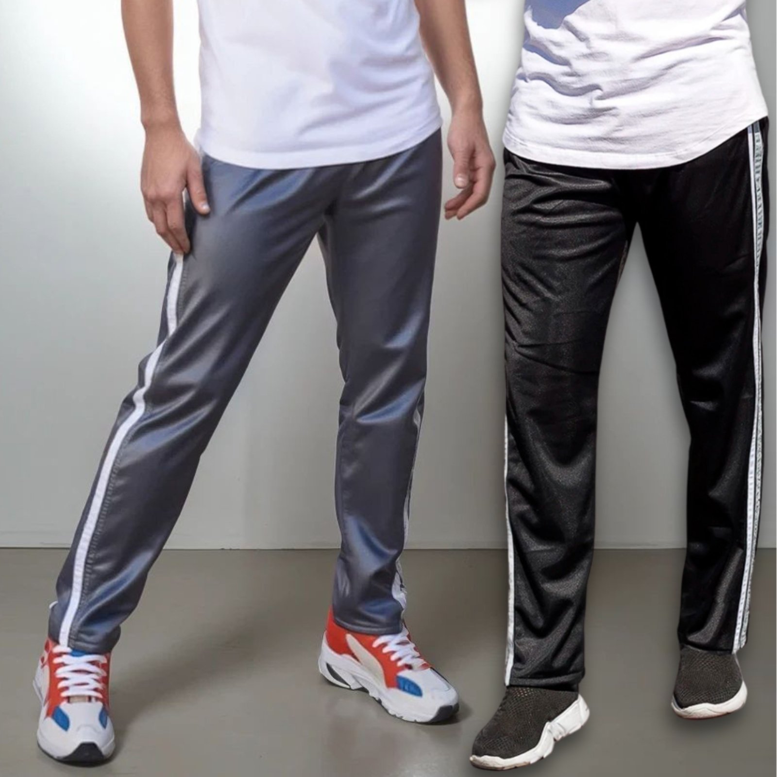 KIT 2 Calças Masculina Frent’s Tecido Helanca Com Listra Lateral Bolso Traseiro