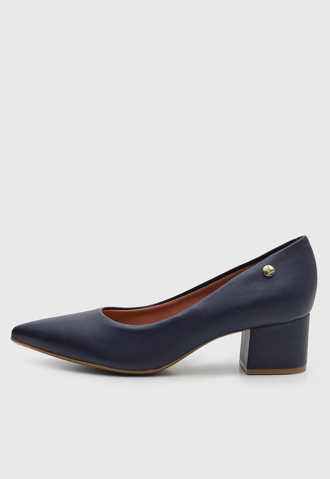 Scarpin Feminino Vizzano Salto Bloco Ponta Fina Azul Marinho