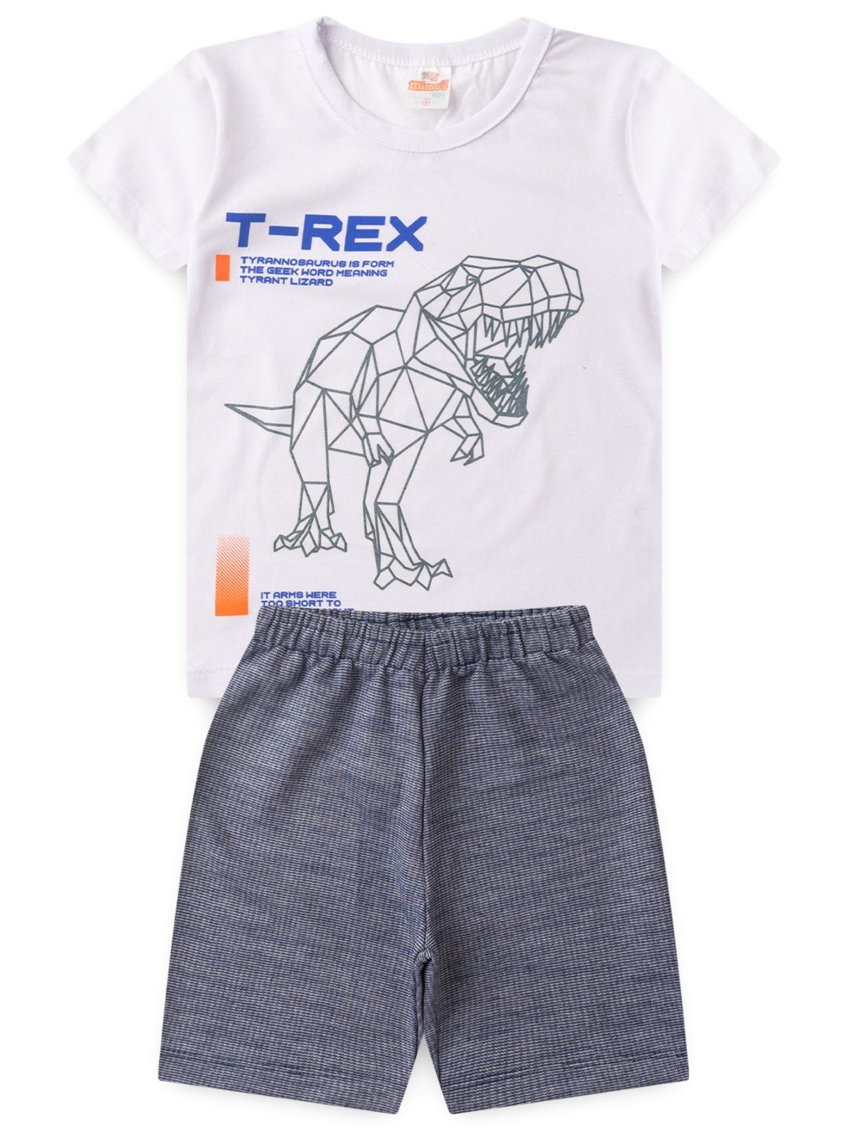 Infantil - Conjunto Masculino camiseta Silk T-Rex Tam 2 ao 14 anos Branco