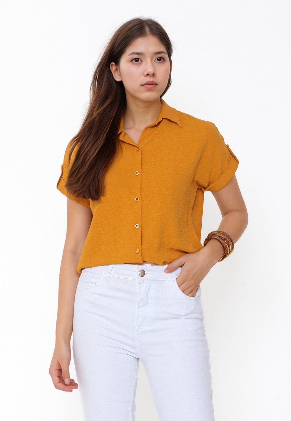 Vista 2 Camisa Intens Manga Curta Air Mostarda amarelo Intens amarelo