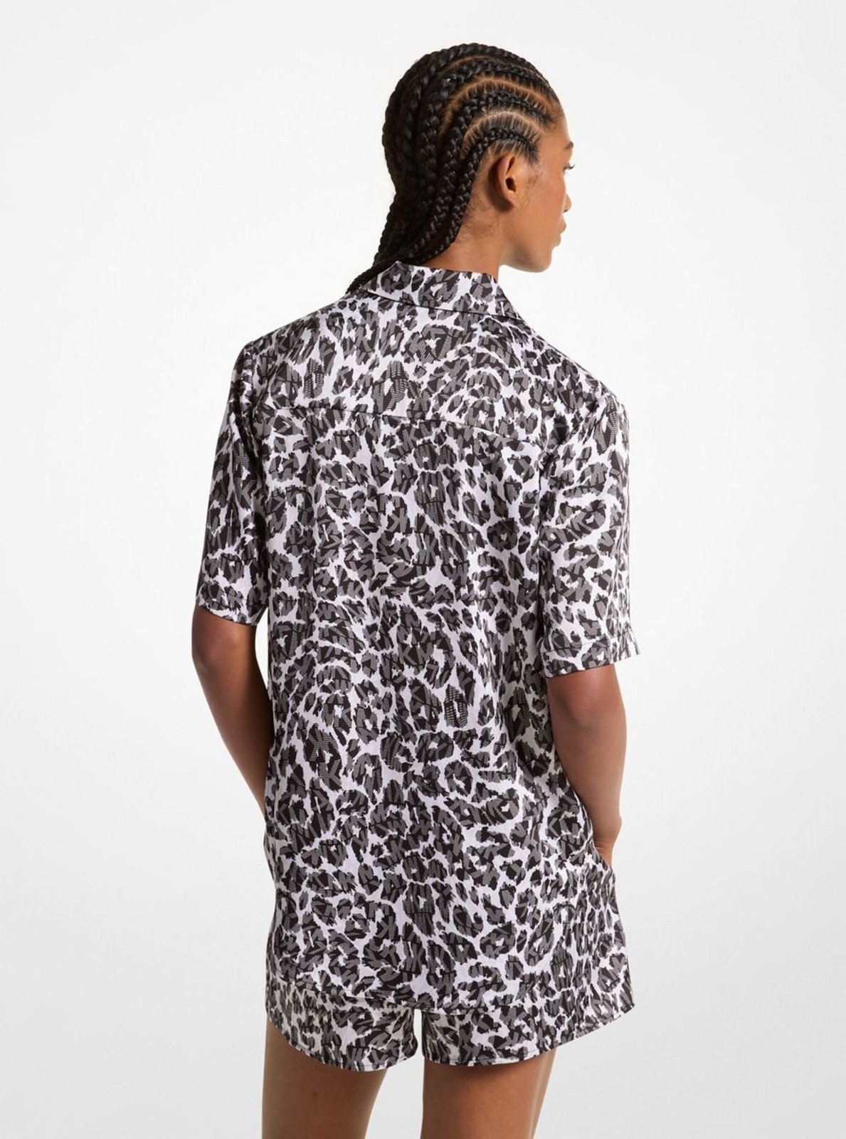 Vista 3 Camisa Cheetah De Poliéster Mt440mbez1057 Michael Kors marrom Michael Kors marrom
