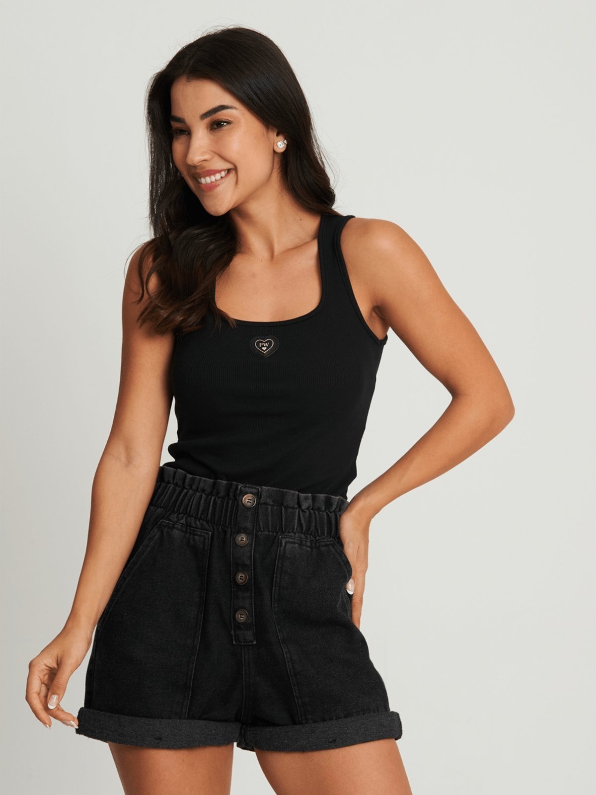 Regata Feminina Decote Quadrado Polo Wear Preto