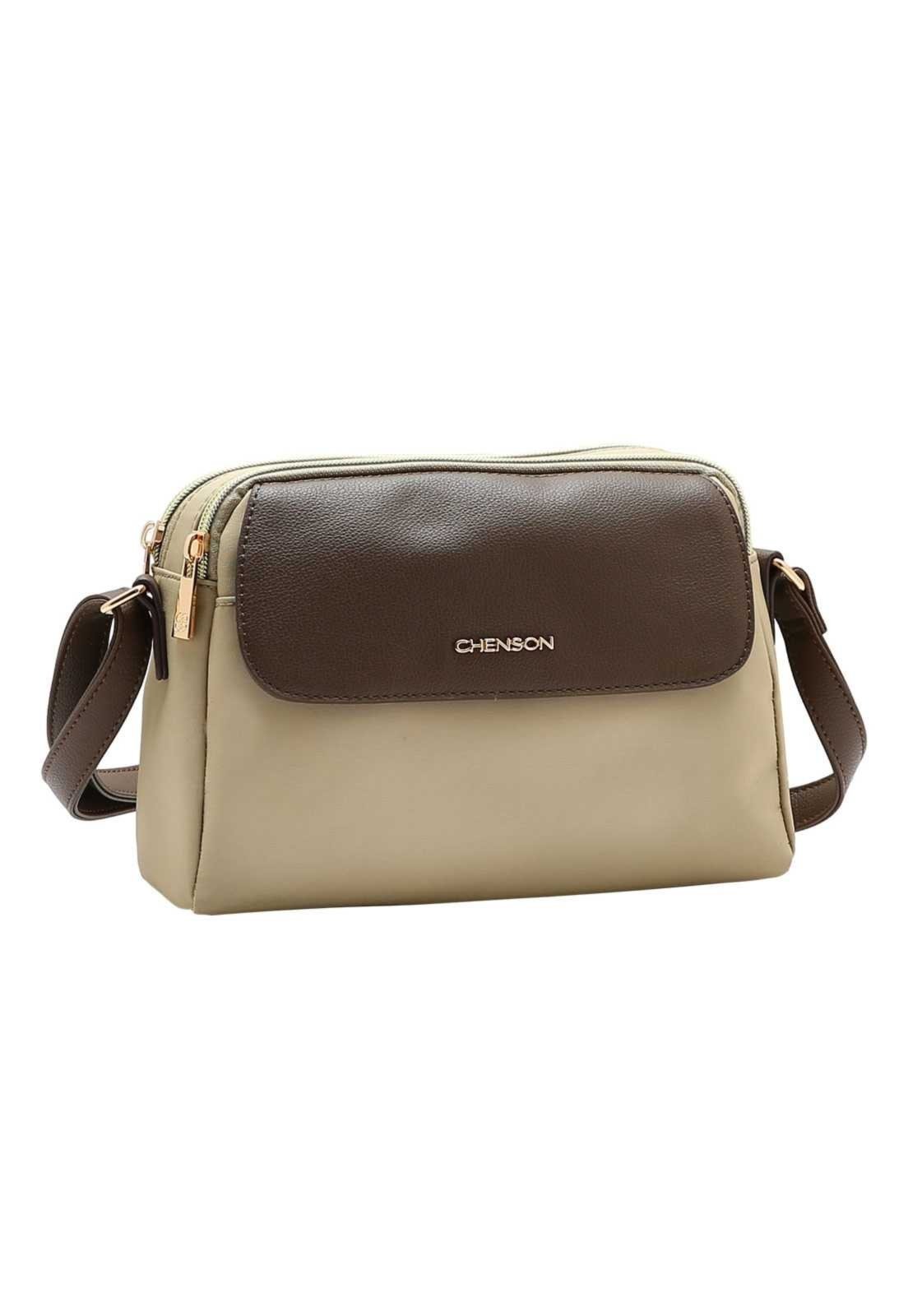 Bolsa Feminina Chenson Transversal Microfiber 3185457 Bege