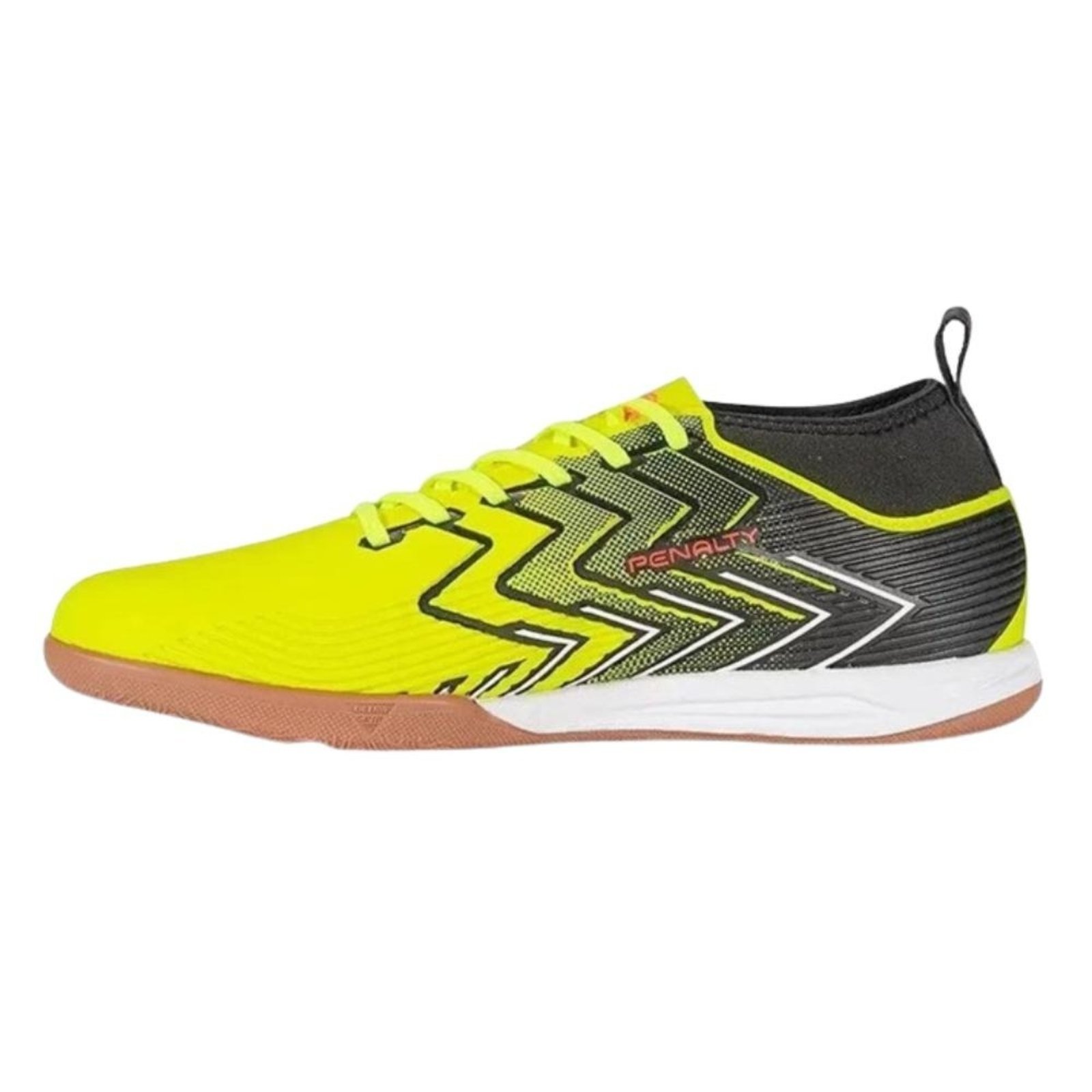 Vista 3 Chuteira Penalty Futsal Storm Y-3 Amarelo-branco-coral amarelo coral Penalty amarelo coral