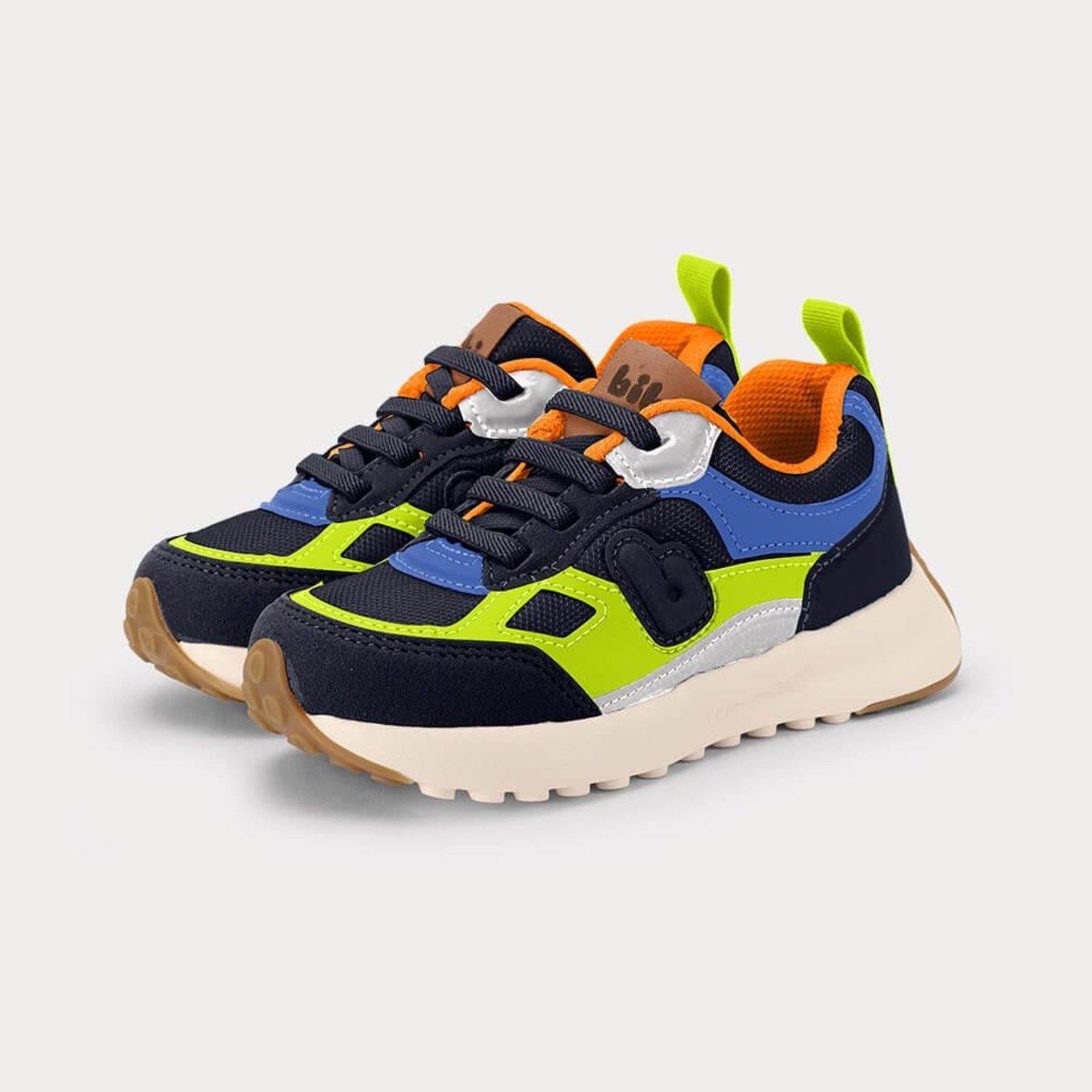 Vista 3 Infantil - Tênis Bibi Jogging com Verde Calçados Bibi azul Calçados Bibi azul