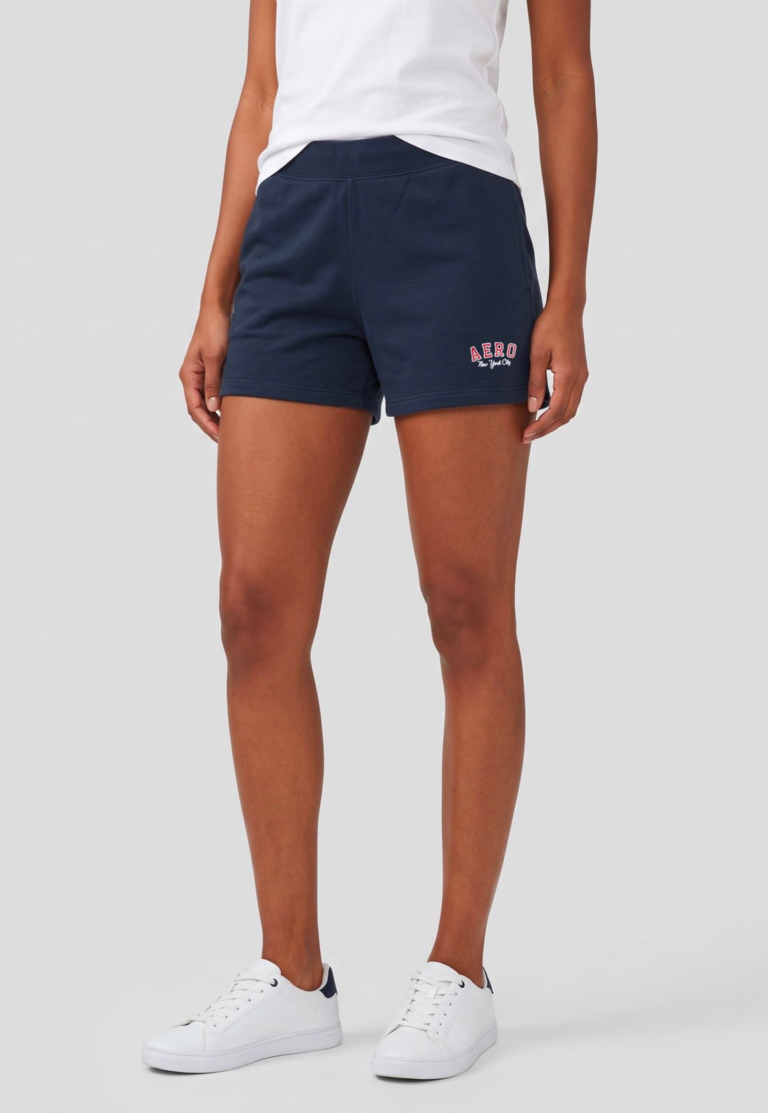 Short Feminino Aeropostale Logo Azul-Escuro