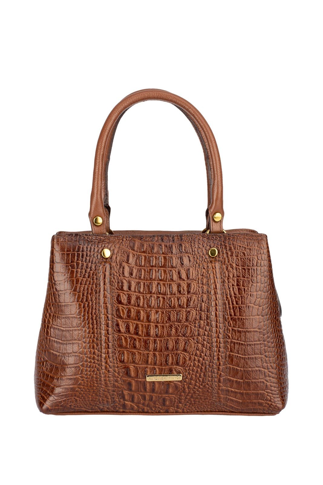 Bolsa de couro croco pequena Melina - Whisky
