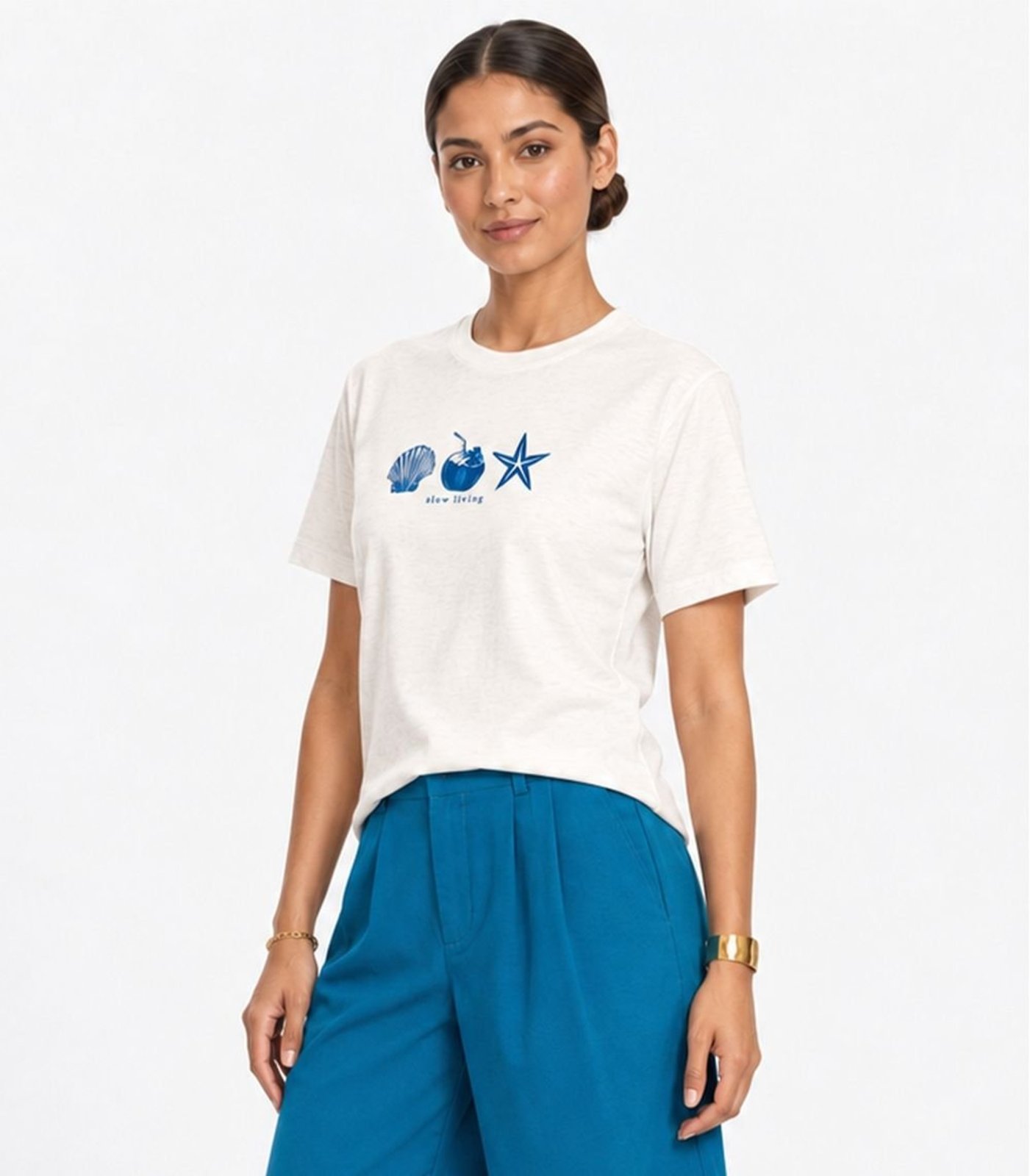 T- Shirt Feminina Manga Curta Endless Bege