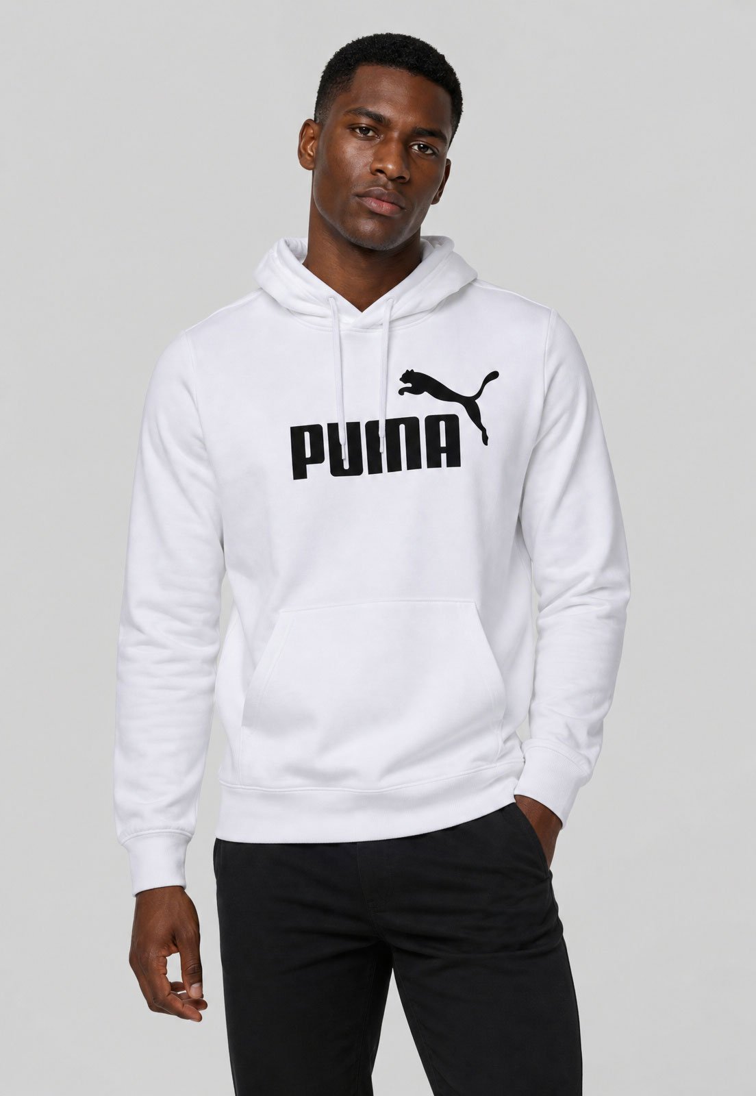 Blusa de Moletom Puma Logo Com Capuz Branca