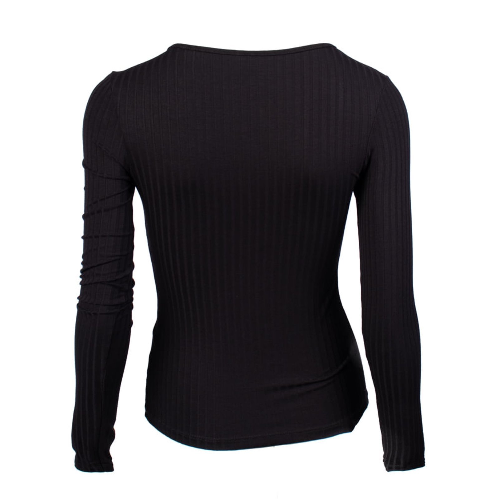 Vista 3 Blusa Feminina Habana Canelada Manga Longa preto Habana preto