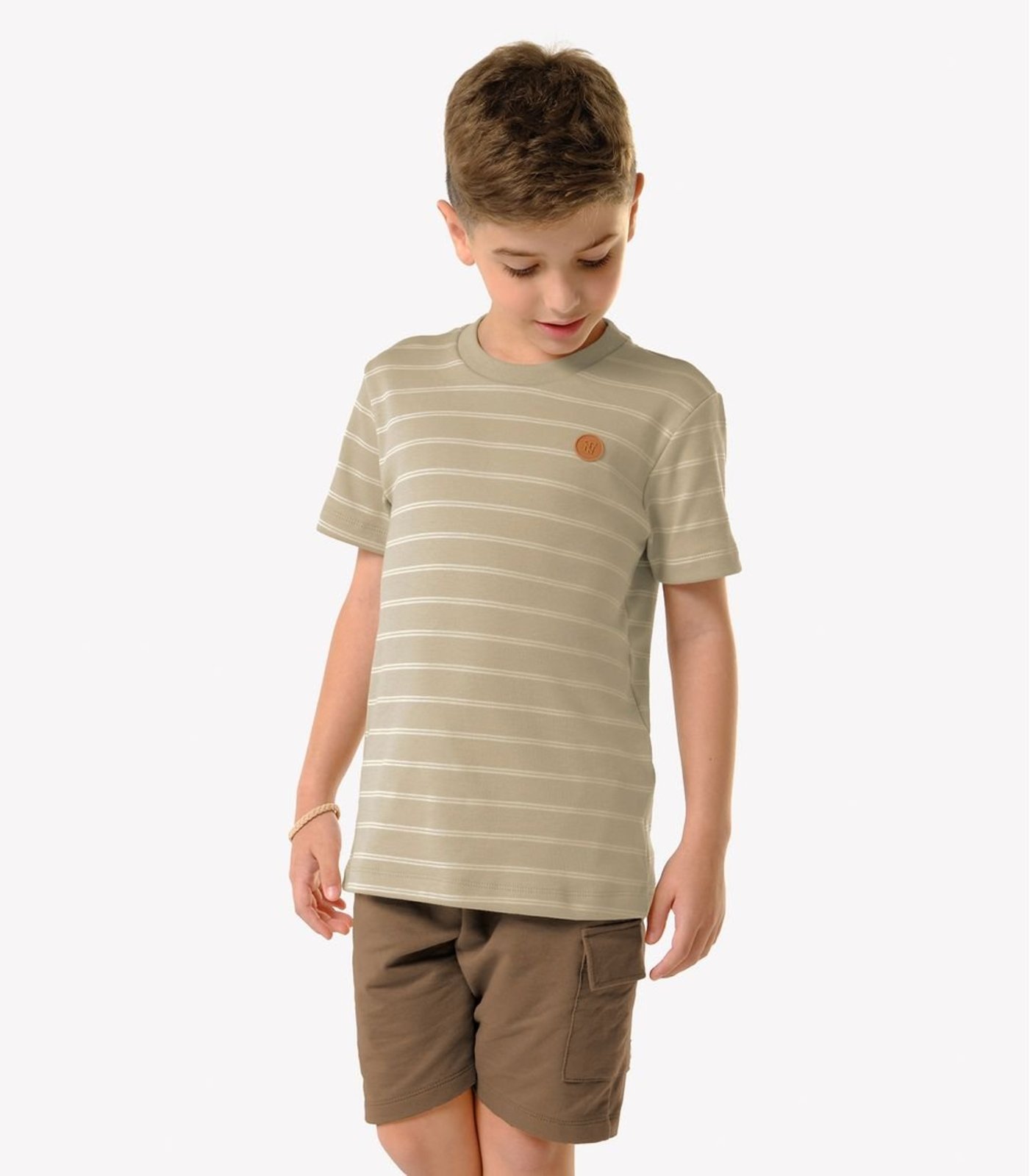Infantil - Conjunto Camiseta Com Bermuda Trick Nick Bege