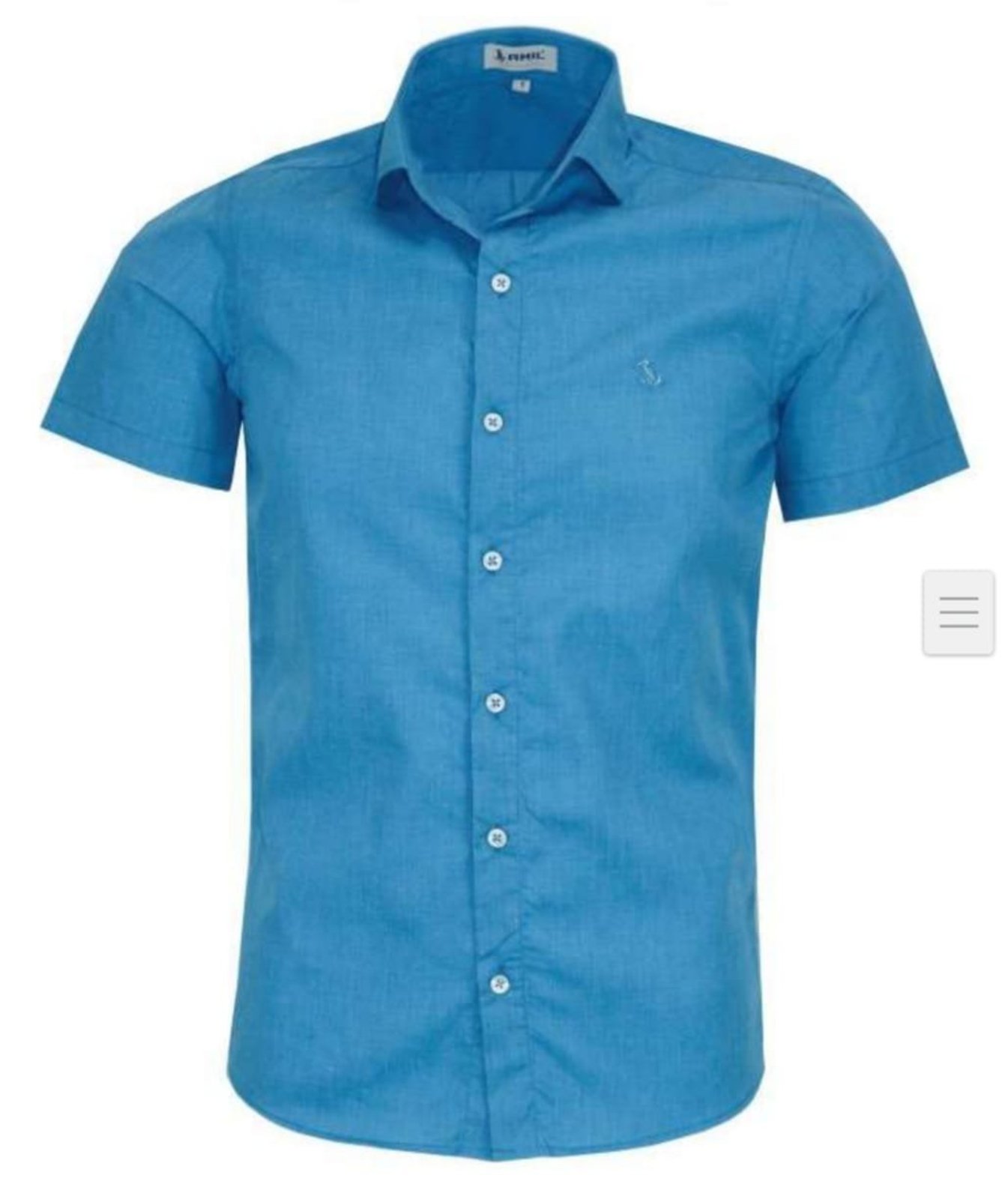 Camisa Social Amil Slim Voltorb Poliéster/Algodão Manga Curta Casual Índigo