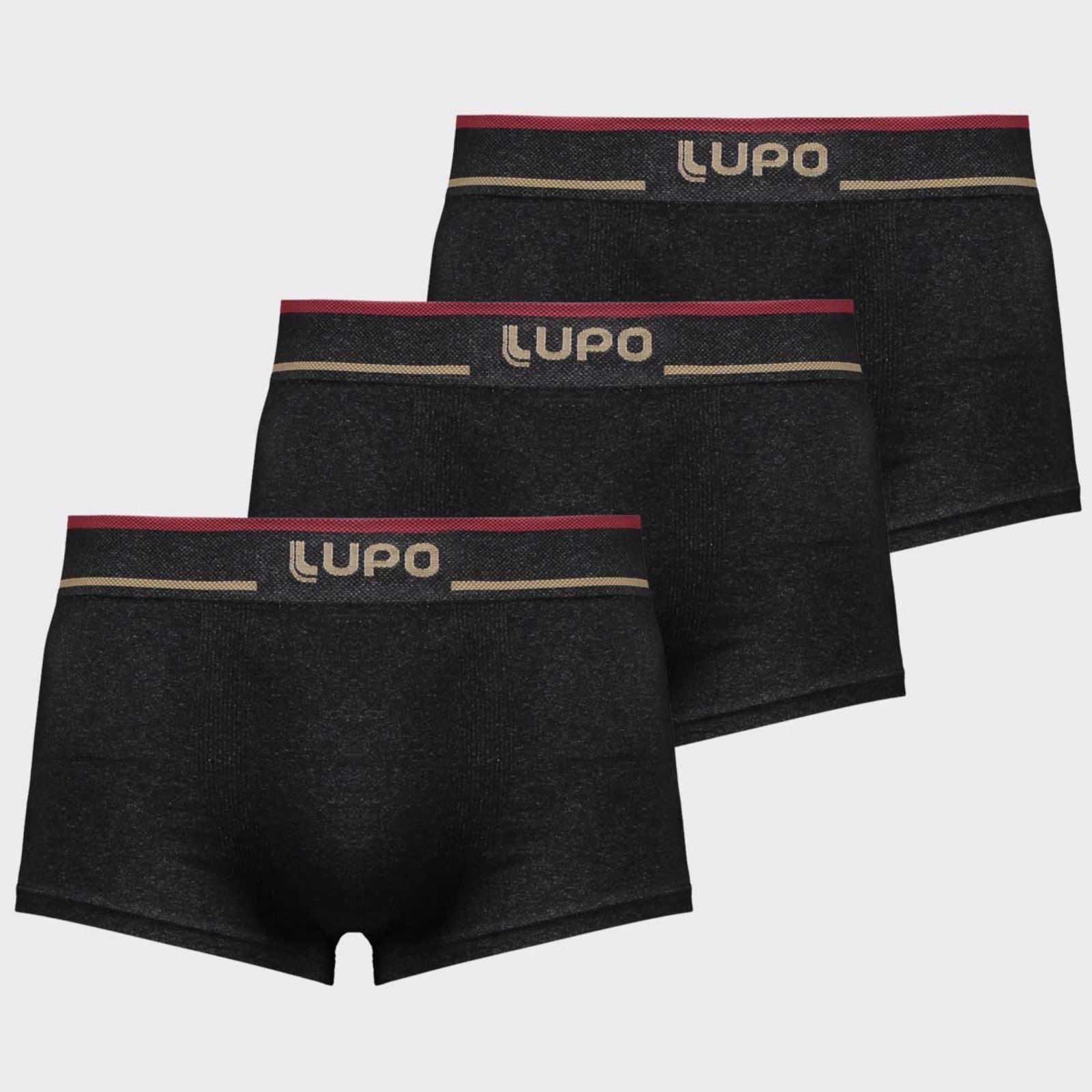 Kit 3 Cuecas Lupo Sunga Sem Costura Preta