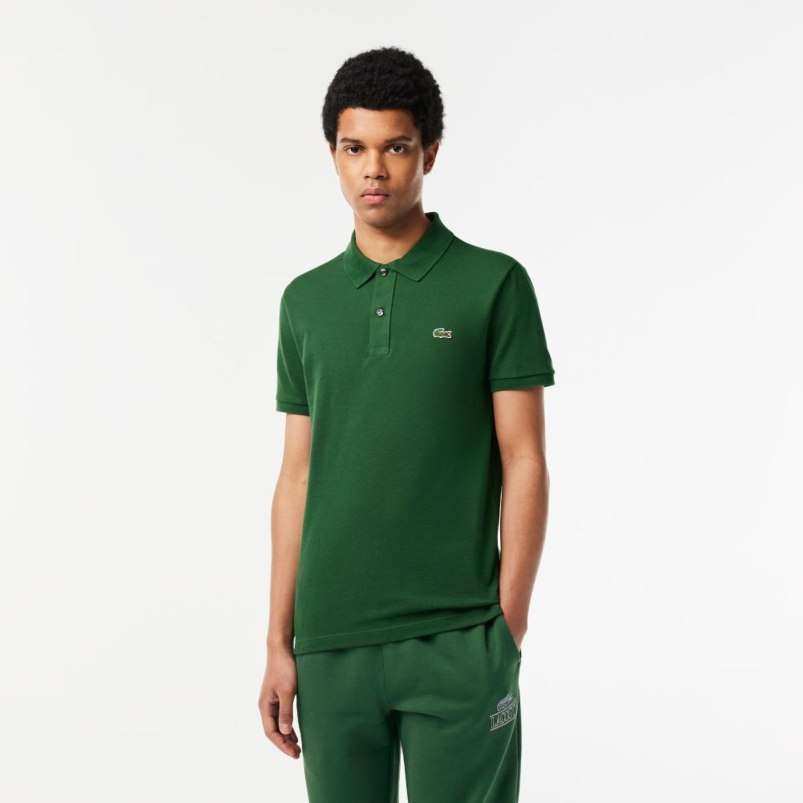 Camisa Polo masculina Slim Fit em petit piquet Verde