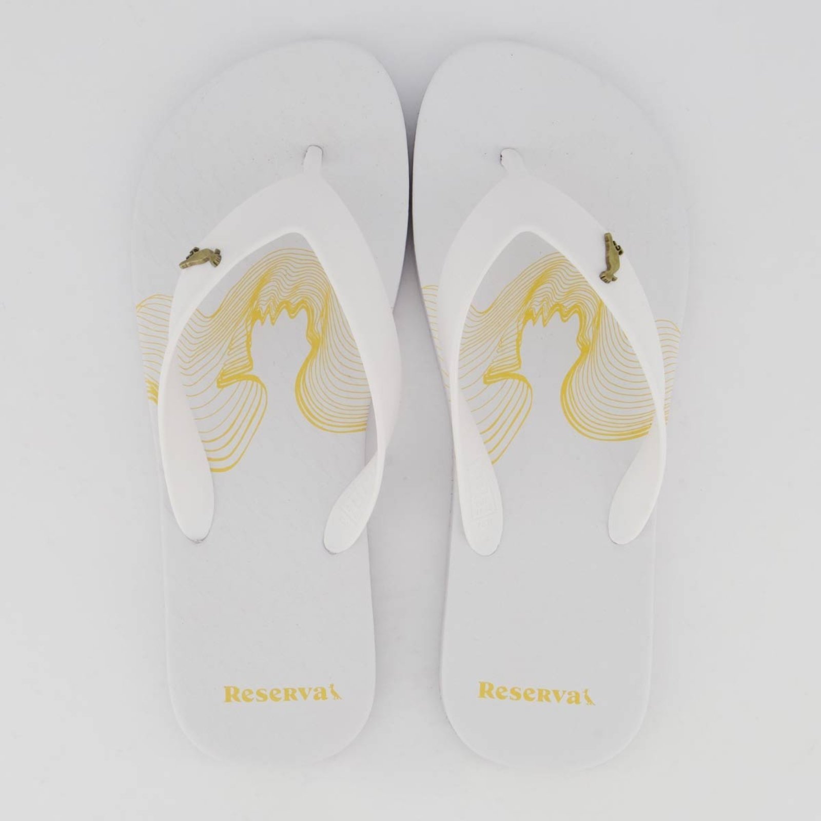 Chinelo Reserva Waves Branco e Dourado
