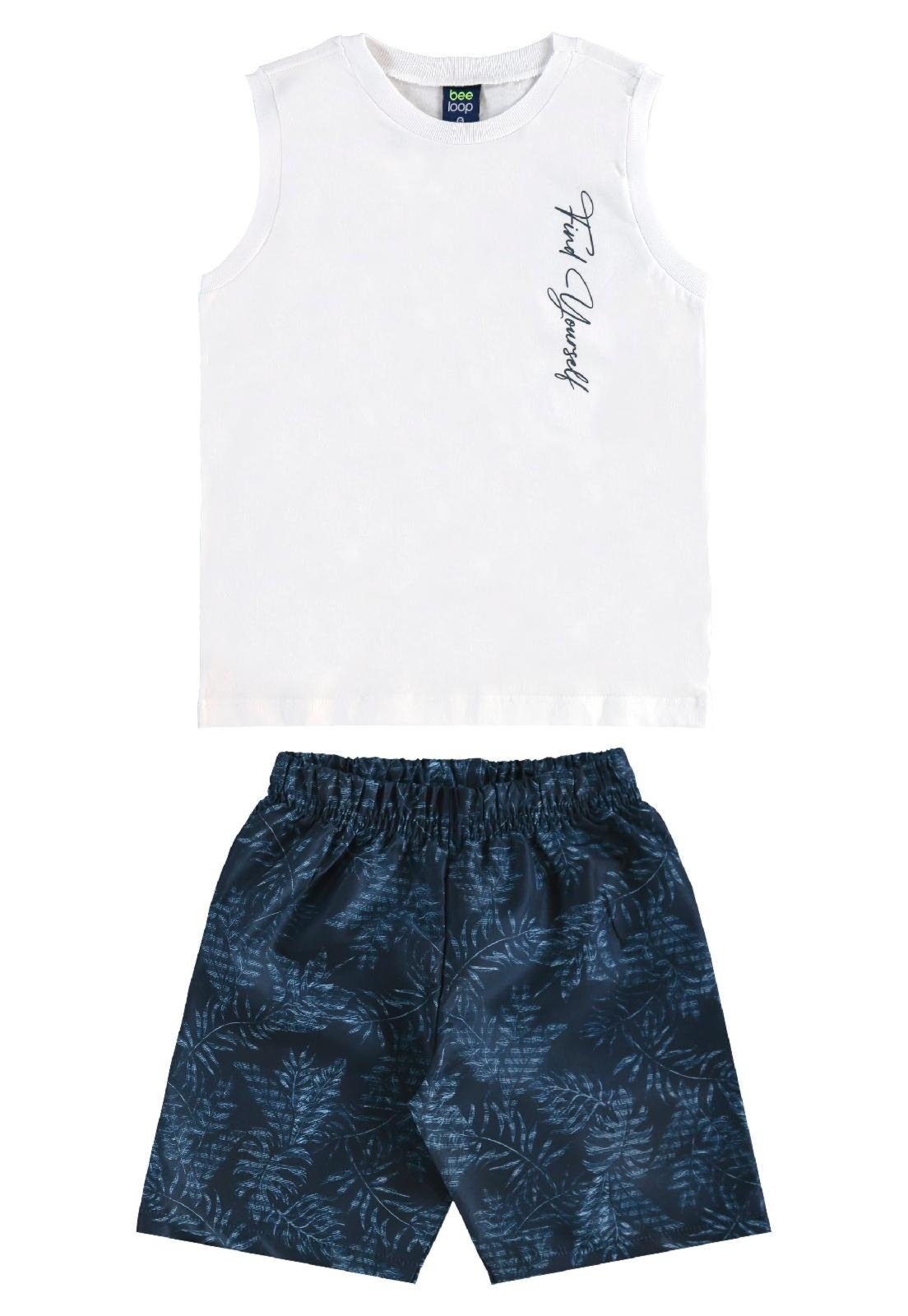 Vista 2 Infantil - Conjunto Regata Bermuda Tropical Bee Loop bege Bee Loop bege