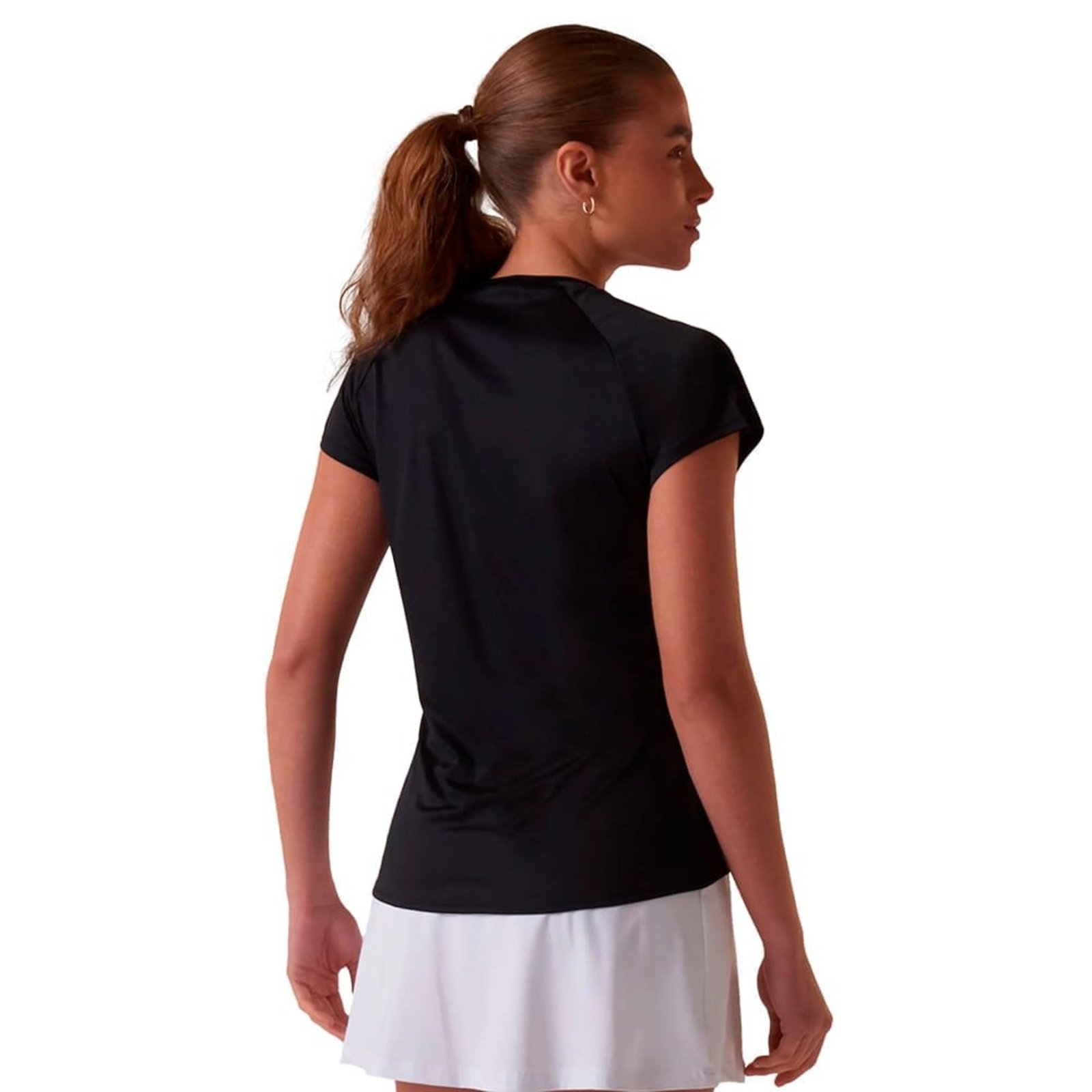 Vista 3 Camiseta Feminina Fila Tennis Basic UV FPS50+ Preta/Vermelha preto Fila preto