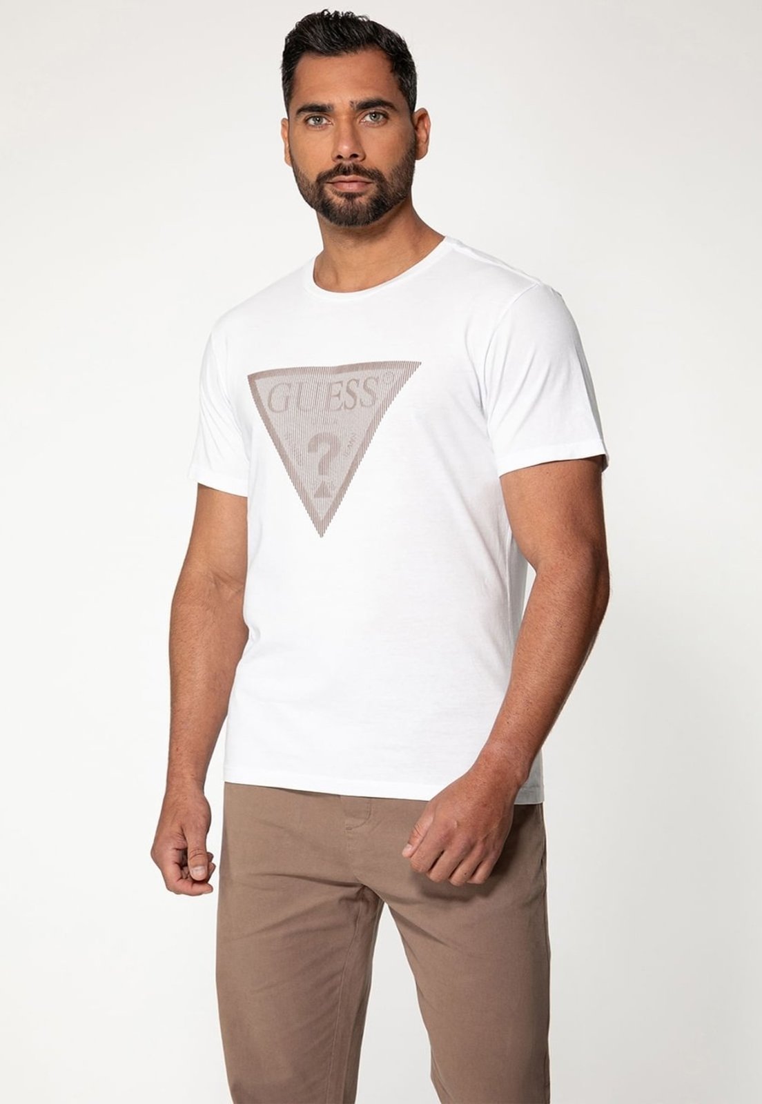 Camiseta Guess Logo Holográfico Branco