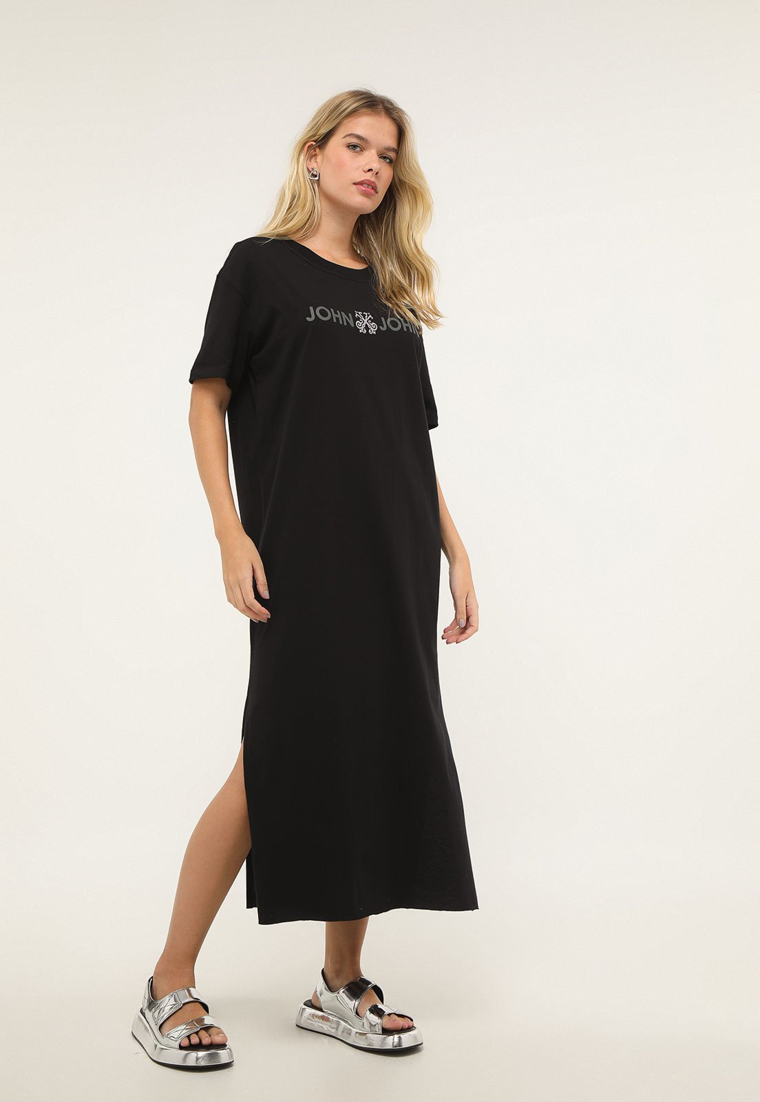 Vestido John John Midi Key Preto