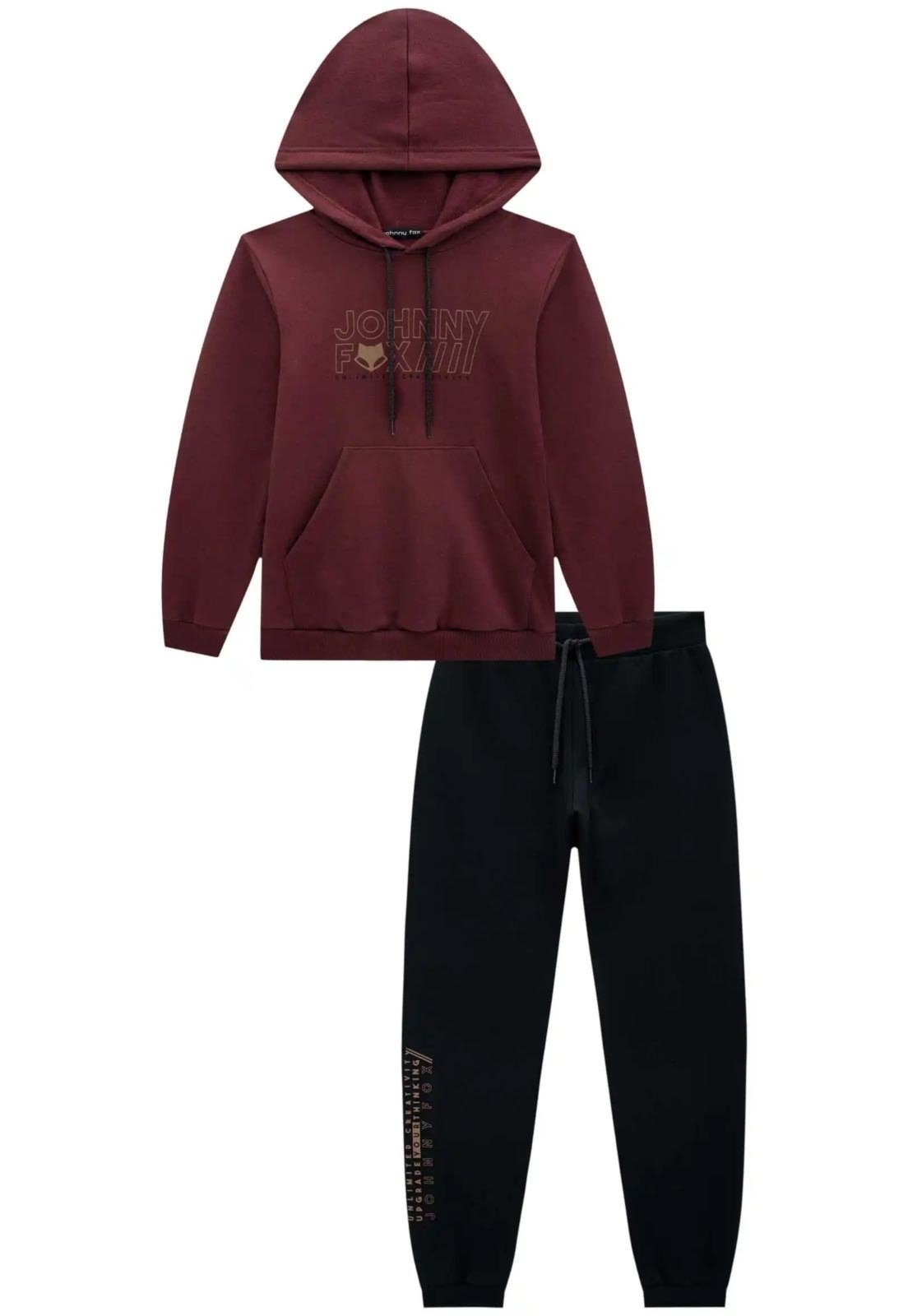 Infantil - Conjunto Calça Casaco Vinho Menino Johnny Fox 10 Vermelho
