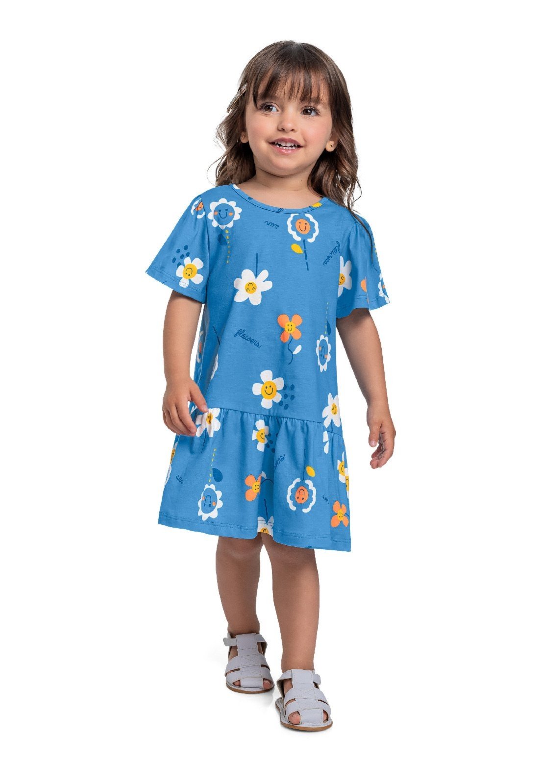Infantil – Vestido Estampado Bee Loop Azul