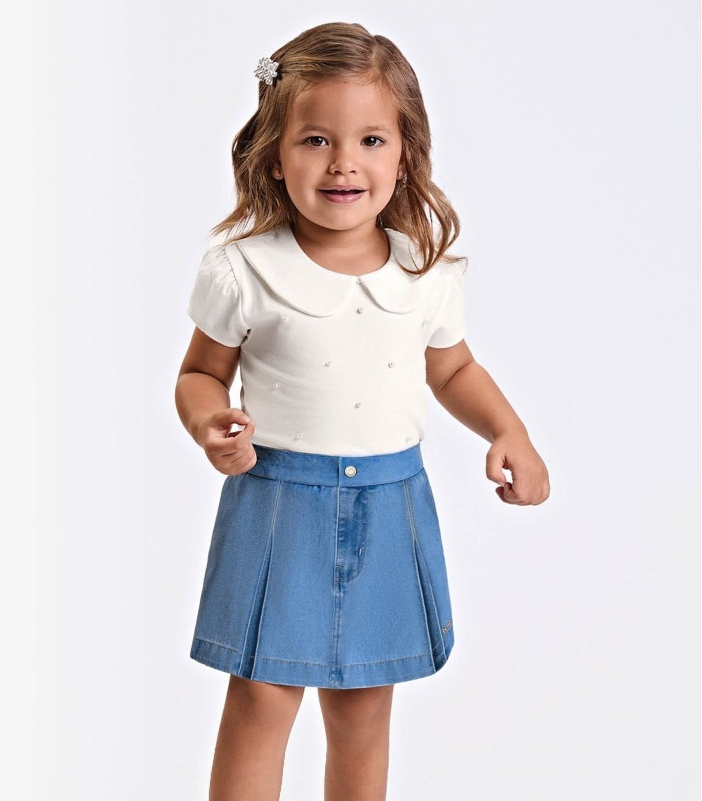 Infantil - Shorts Saia Verão Menina Com Plaquinha Trick Nick Azul