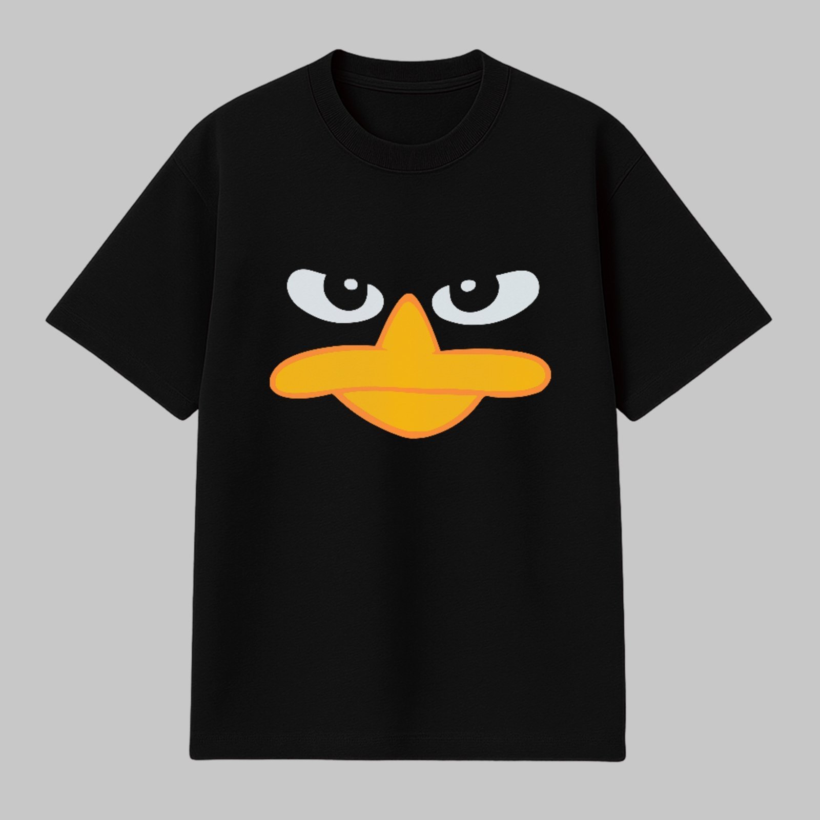 Camiseta Básica Duck Face Funny Minimal Cartoon Style Preto