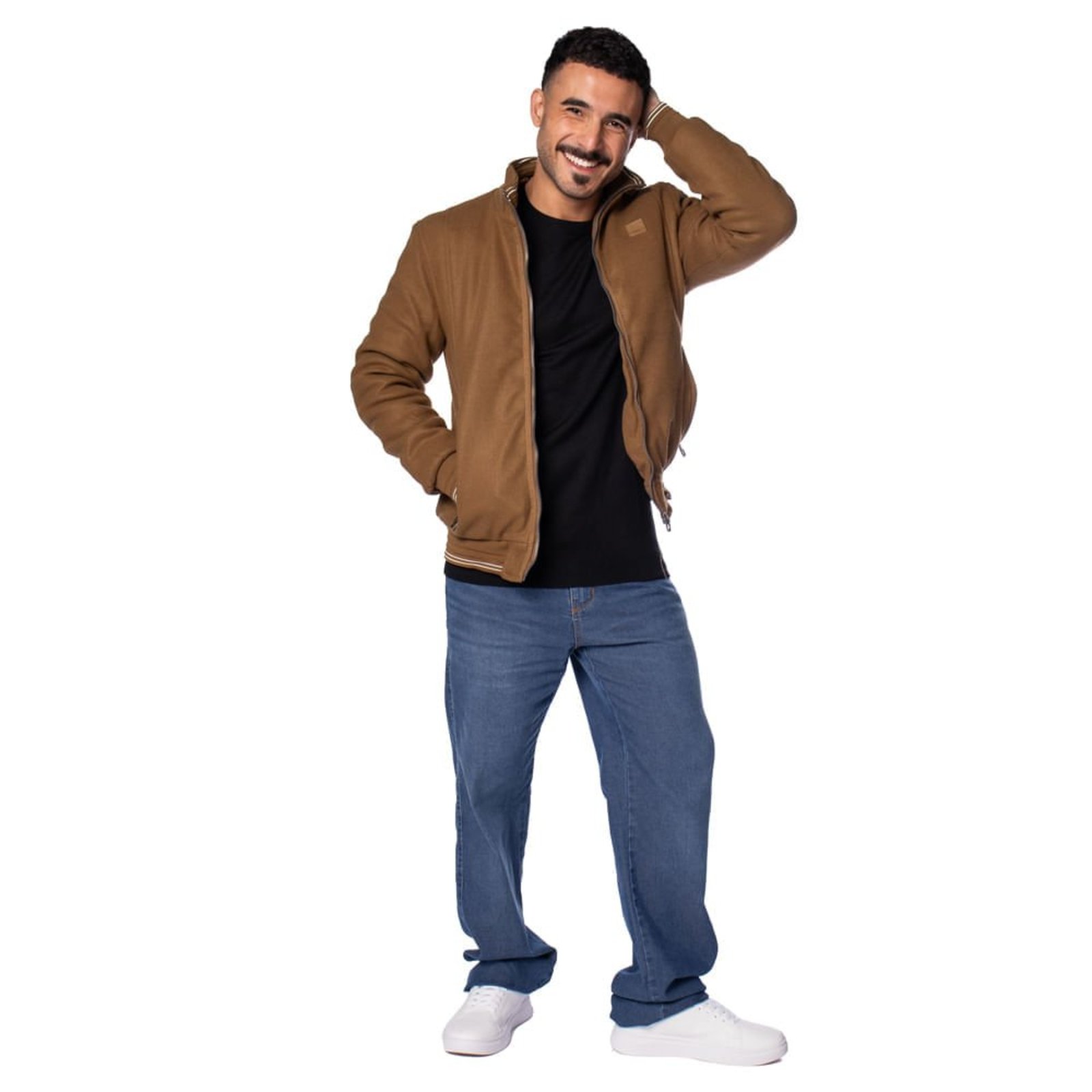 Jaqueta Masculina Gangster Bomber Suede Esportivo Marrom