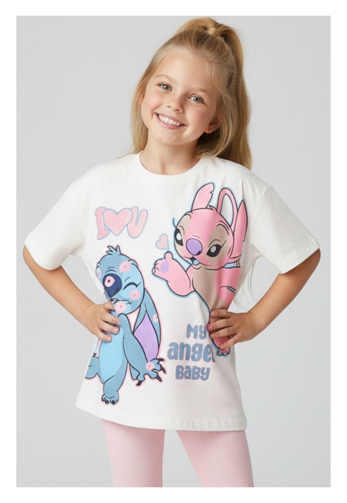 Infantil - Blusa Oversized Menina Disney Stitch