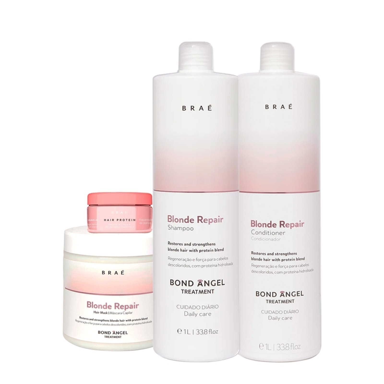 Vista 2 Kit Braé Blond Repair Trio Litro e Hair Protein (4 produtos) multicolorido BRAÉ multicolorido