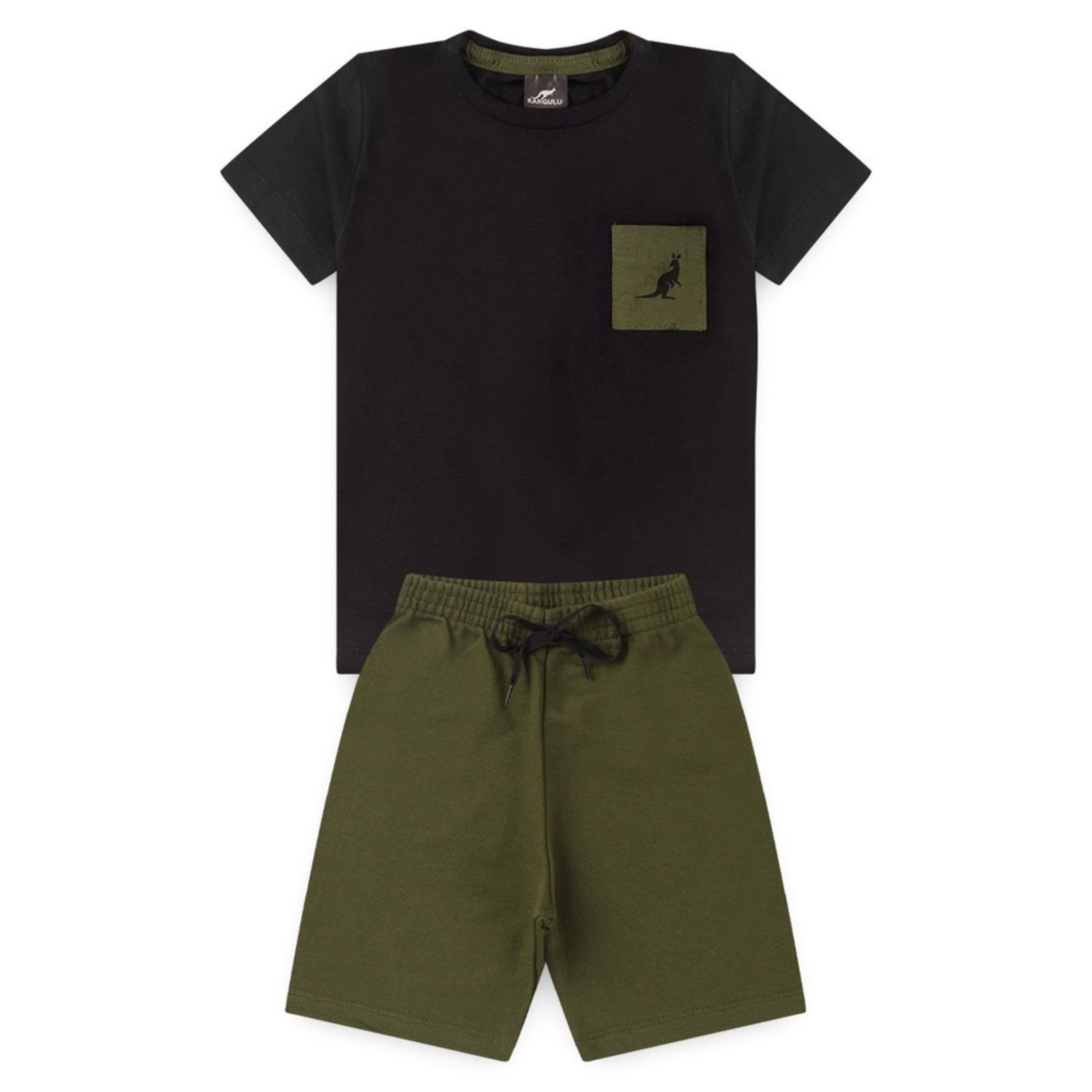 Infantil - Conjunto Menino Verão Bolso Kangulu Preto