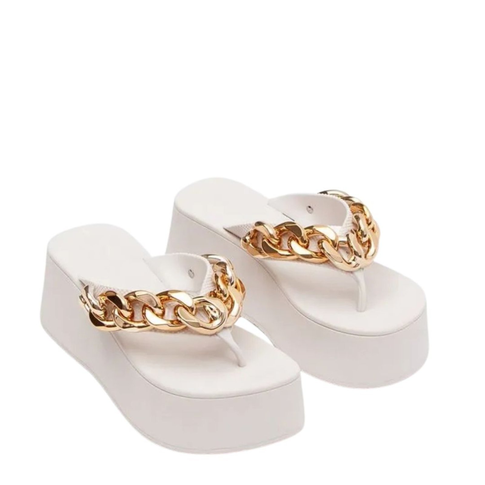 Chinelo Petite Jolie Plus Plataforma de Dedo Correntinha