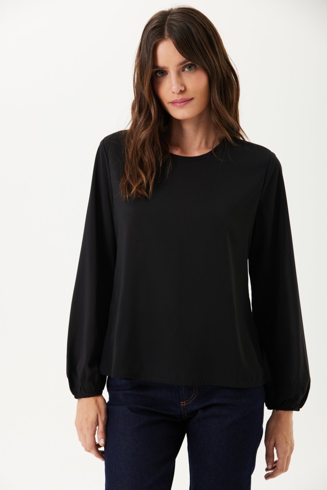 Blusa Traymon Manga Longa Preto