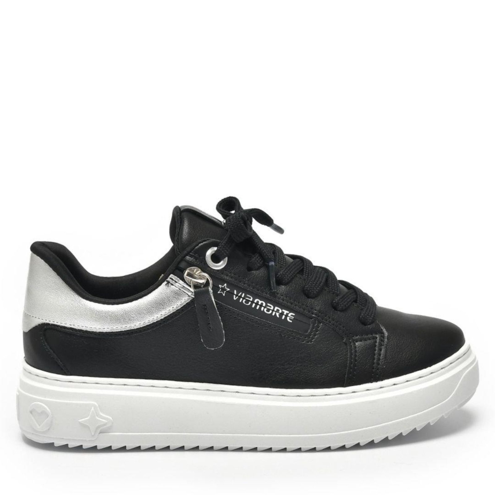Tênis Via Marte Feminino Casual 206-001 Preto/Prata Incolor