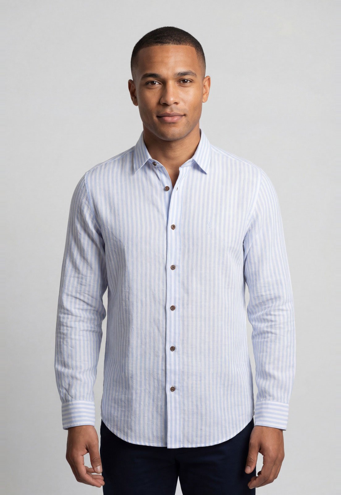 Camisa Masculina Aleatory Listrada Azul