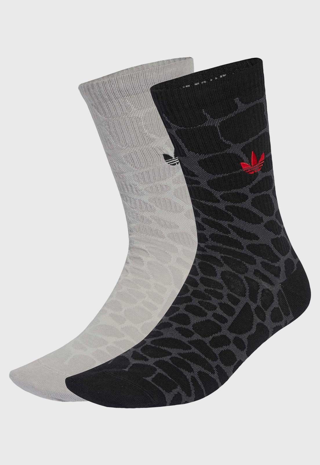 Vista 2 Kit 2 Pares de Meia Unissex adidas Cano Médio Croco Animal Print Preta adidas Originals preto adidas Originals preto