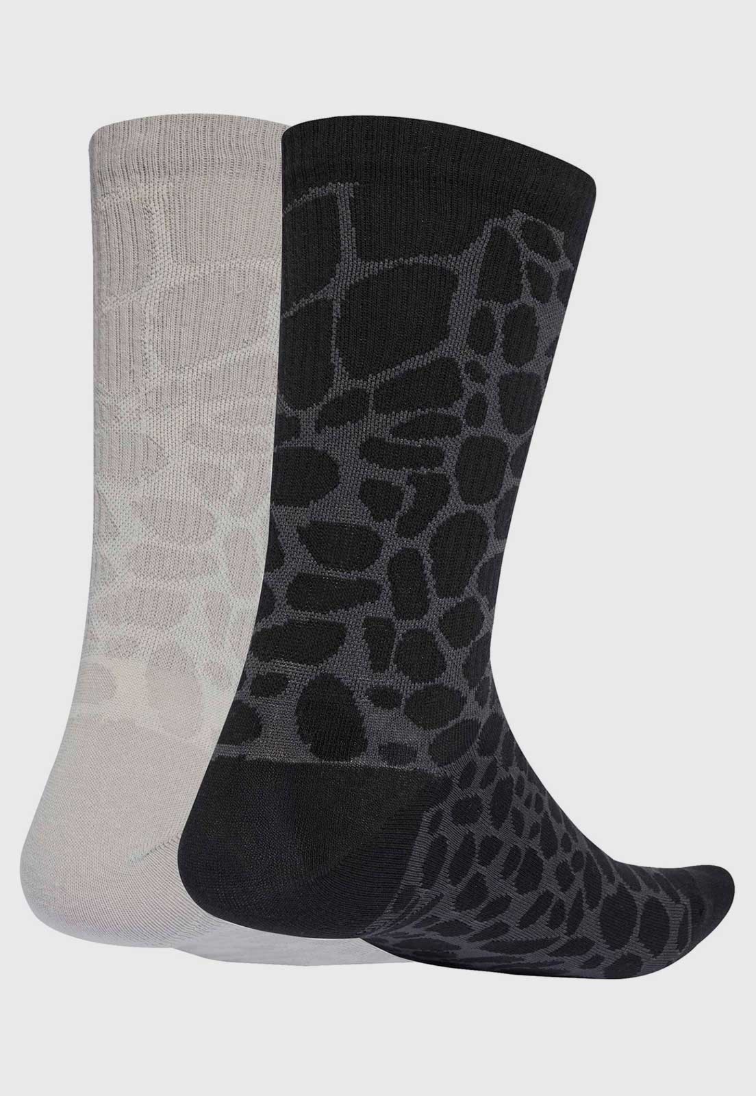 Vista 3 Kit 2 Pares de Meia Unissex adidas Cano Médio Croco Animal Print Preta adidas Originals preto adidas Originals preto