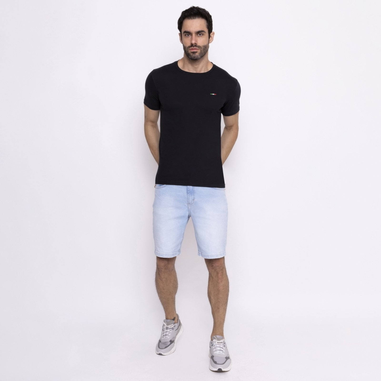 Camiseta Masculina Básica FMF com Bordado no Estilo Tommy Algodão Premium Itália Preto