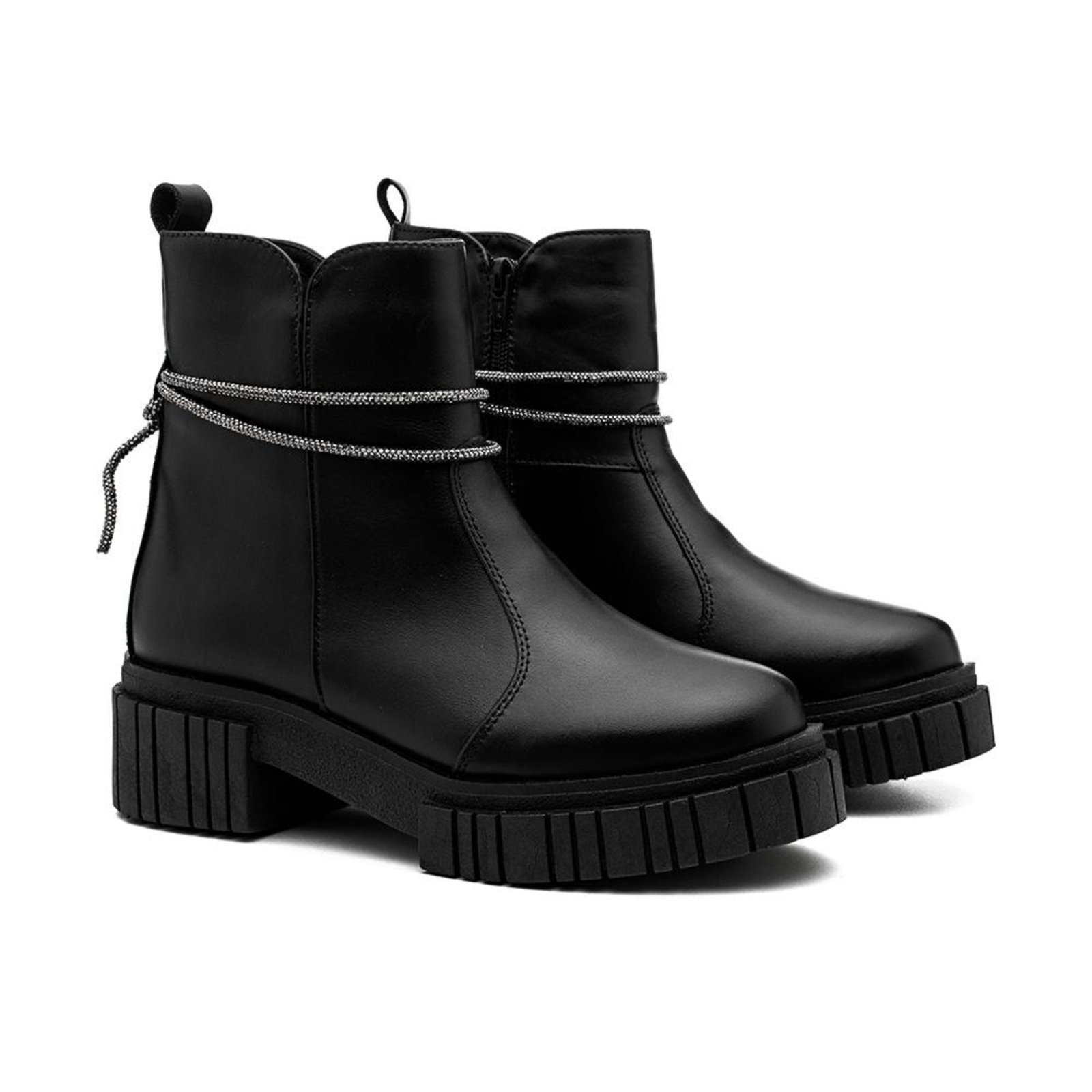 Bota Coturno Feminino Couro Fechamento Zíper Lisa Casual Preto 34 Preto
