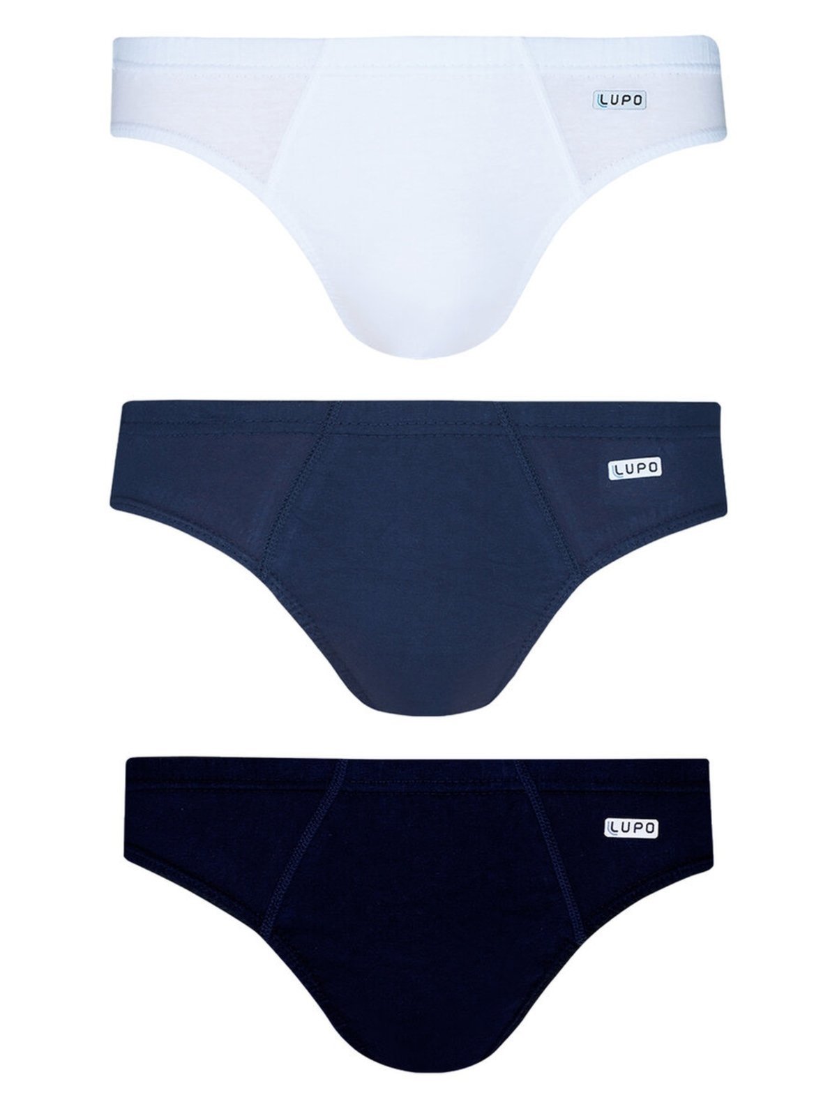 Kit com 3 Cuecas Slip Lupo 515-089 Branco