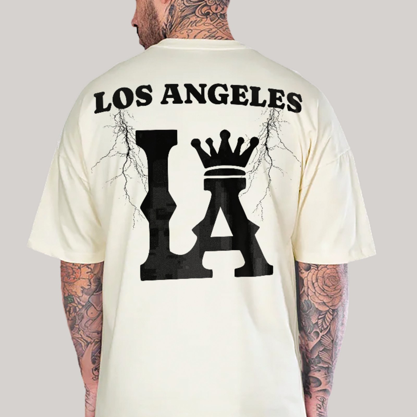 Camiseta Oversized Premium LA Crown Urban Style Unissex Off White