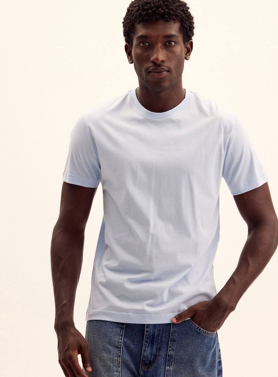 Camiseta Masculina Fit Malha Pima Triton Azul Tranquil Blue