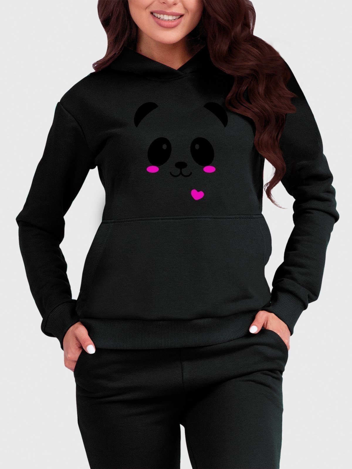 Vista 2 Blusa de Frio Moletom Canguru Flanelado Benellys Panda preto Benellys preto