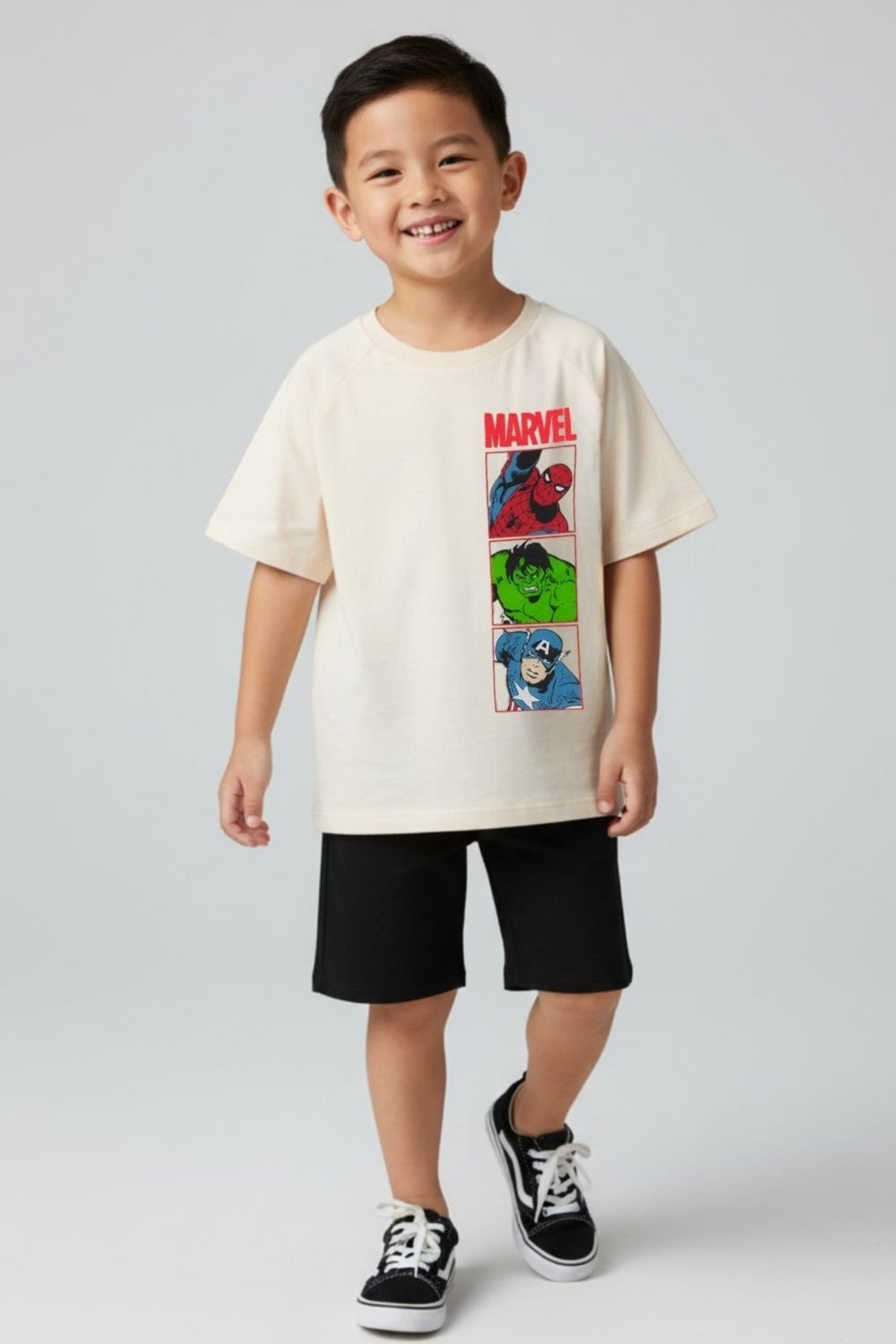 Vista 2 Infantil - Camiseta Disney Meninos Manga Curta Avengers Marvel bege Marvel bege