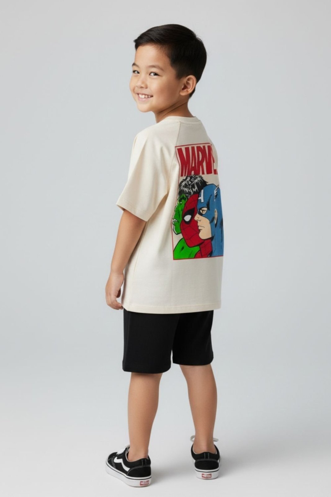 Vista 3 Infantil - Camiseta Disney Meninos Manga Curta Avengers Marvel bege Marvel bege