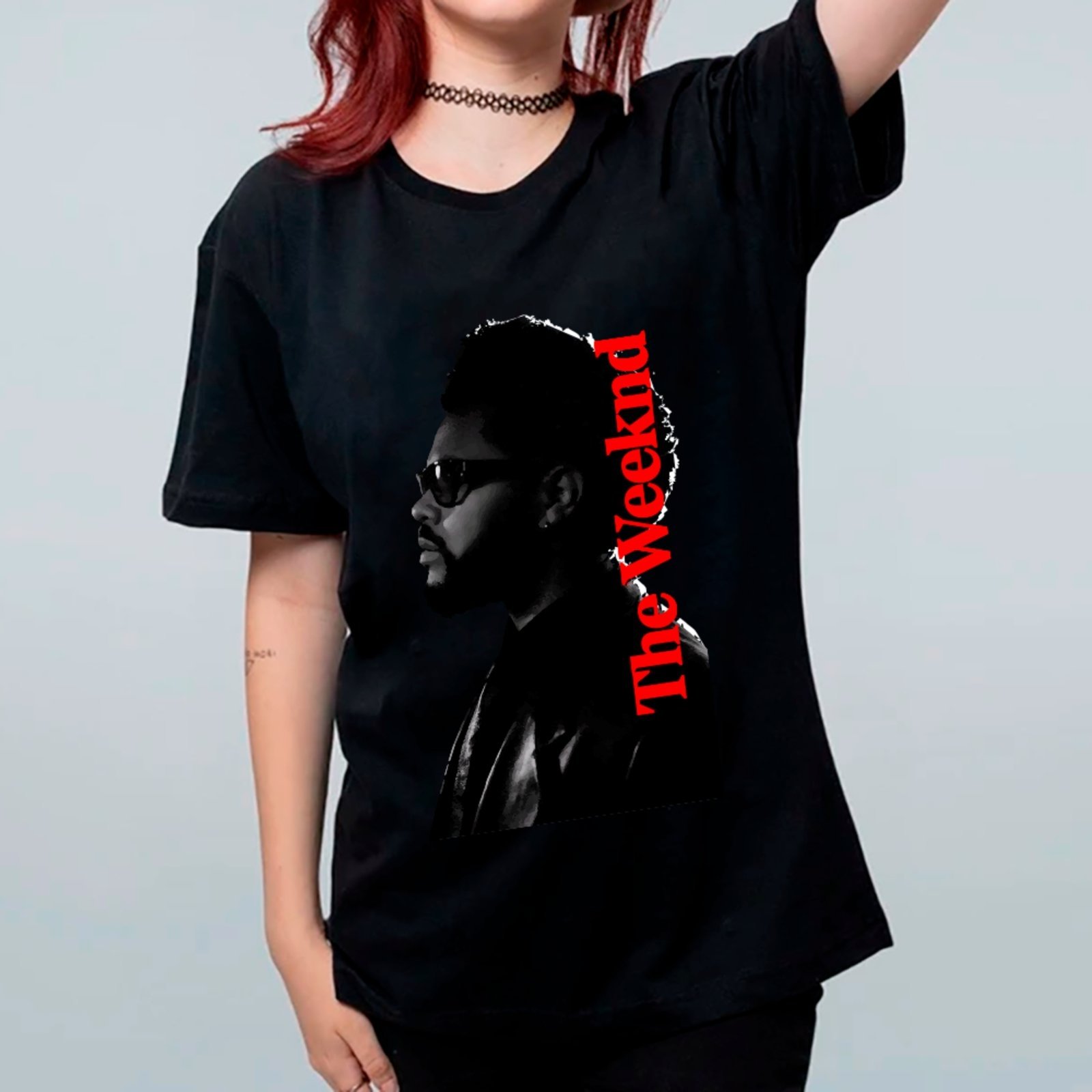 Camiseta Ousy Básica The Weeknd Visual Contemporâneo Unissex Preto